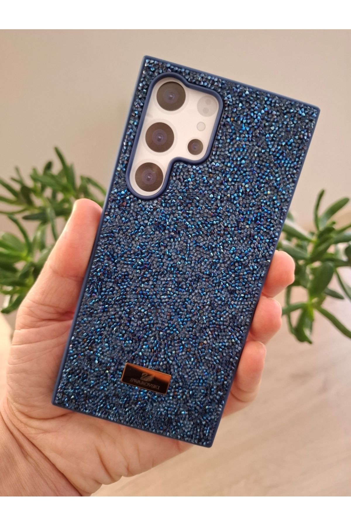 Techno Samsung Galaxy S23 Ultra Uyumlu Işıltılı Taşlı Kamera Çıkıntılı İçi Kadife Kaliteli Lüks Kılıf