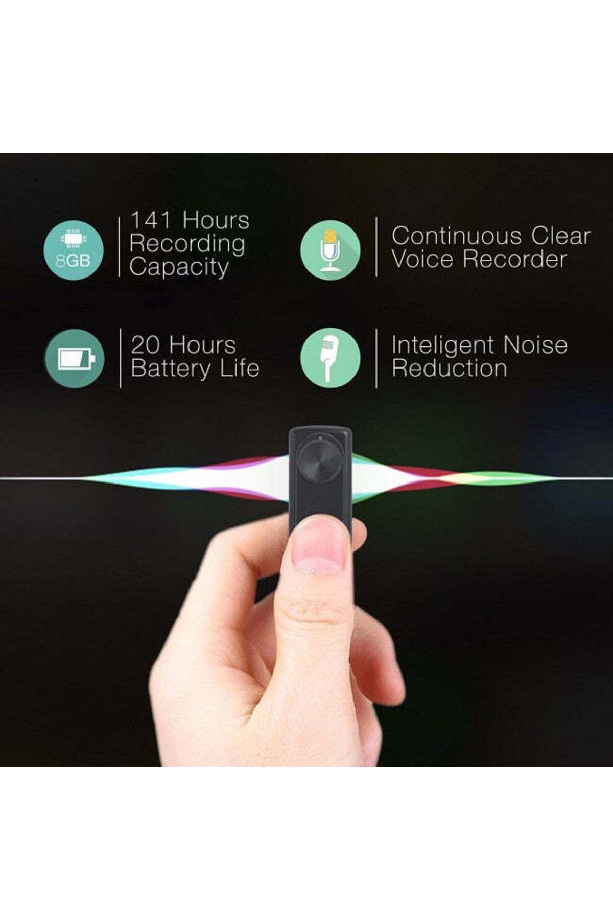 Minitechnics-Voice Recorder Module with 8Gb Internal Memory, 20 Hours of Autonomy, Professional Model Nano-Rec 5