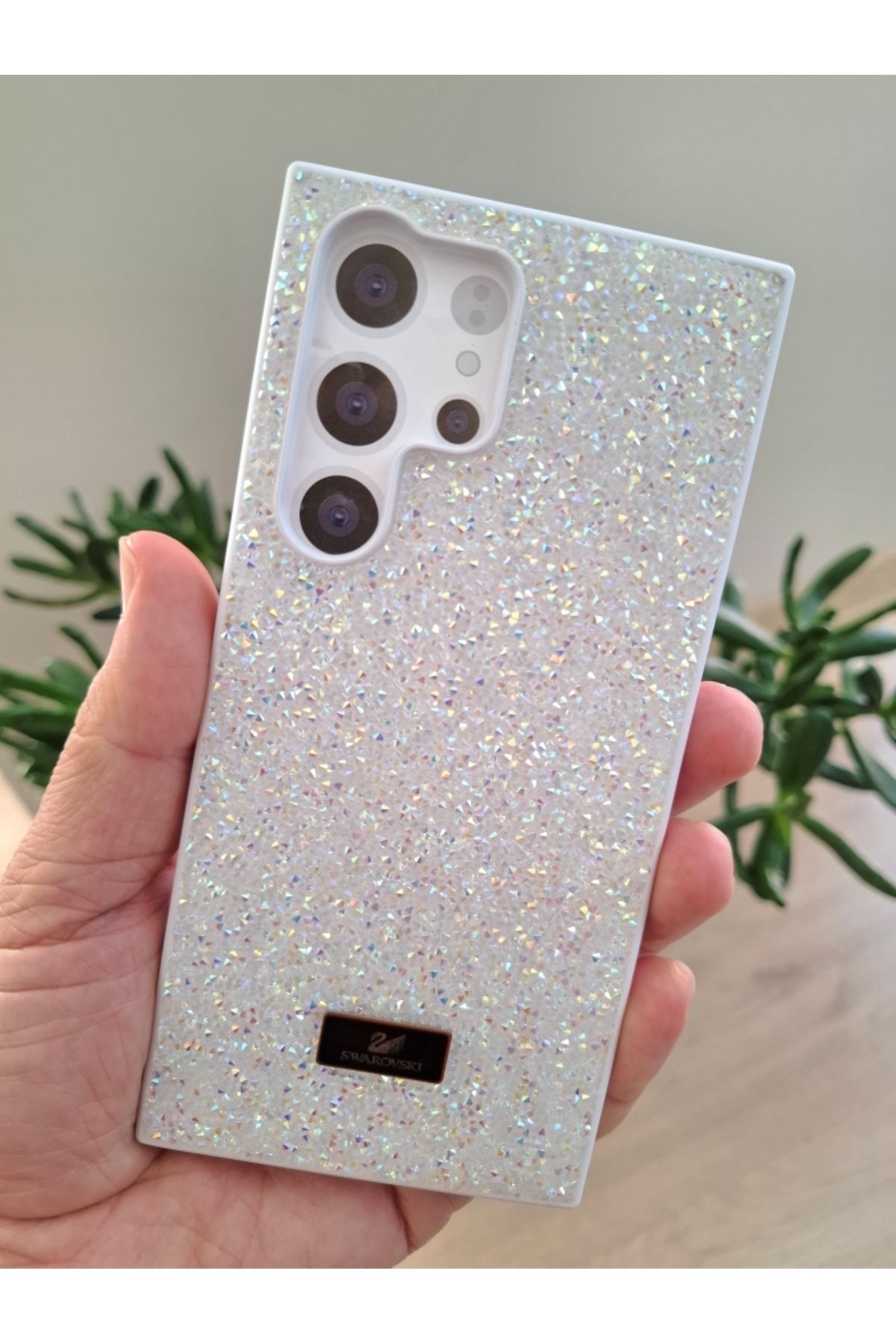 Techno Samsung Galaxy S23 Ultra Uyumlu Işıltılı Taşlı Kamera Çıkıntılı İçi Kadife Kaliteli Lüks Kılıf
