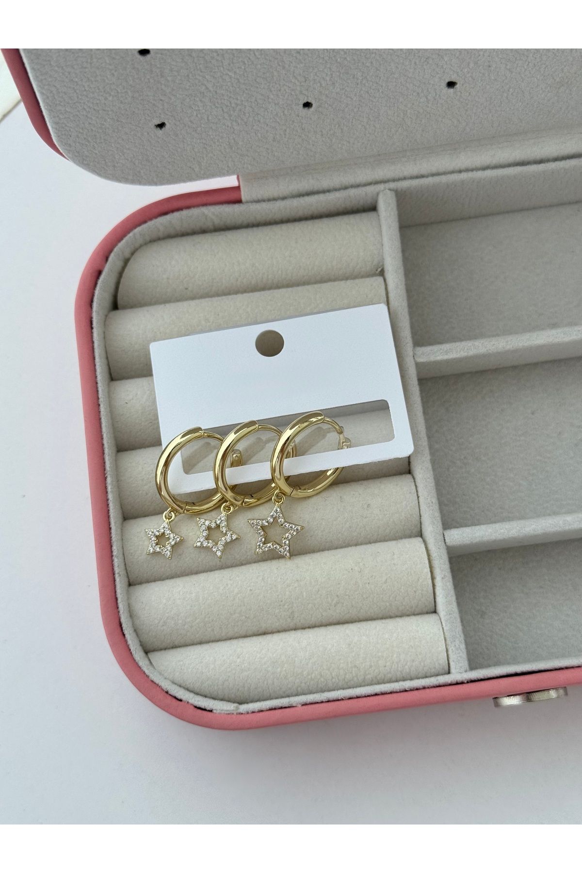 ADALYA ÇELİK GOLD YILDIZ DETAY ÜÇLÜ KÜPE