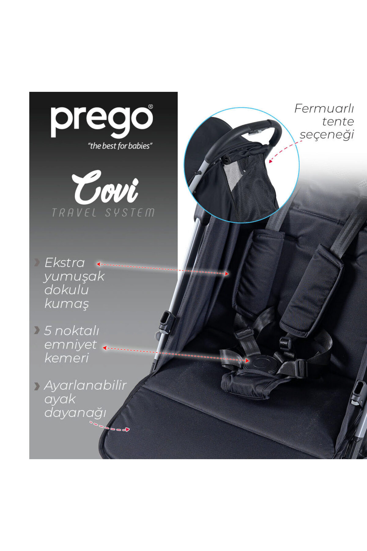 Prego Moda bebekler 2024 Covi Kabin Travel Sistem Bebek Arabası fotoğrafı 5 (önizleme)