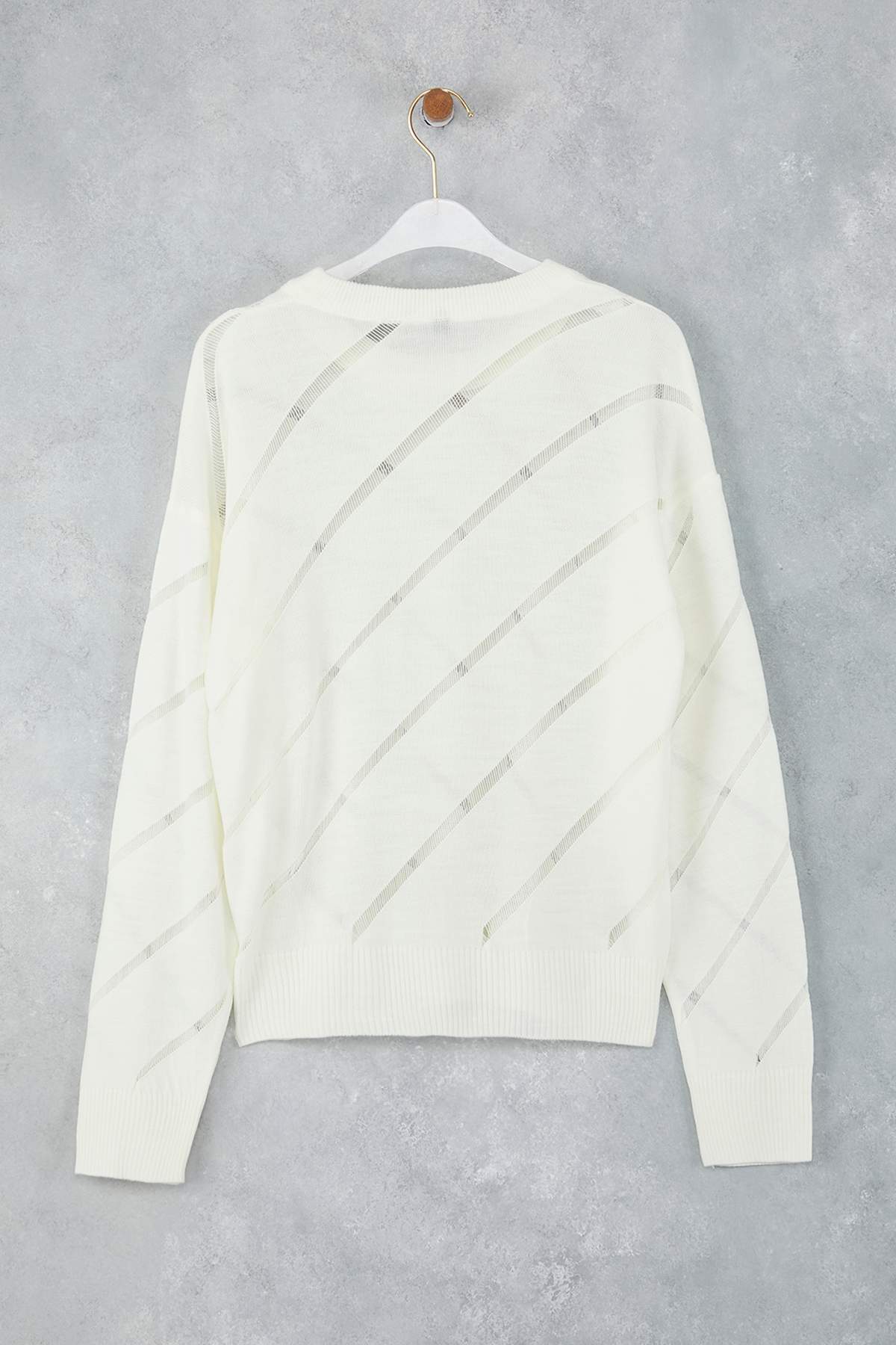 Trendyolmilla  Ekru Ajurlu/Delikli Triko Kazak TWOAW24KZ00157 - Görsel 6