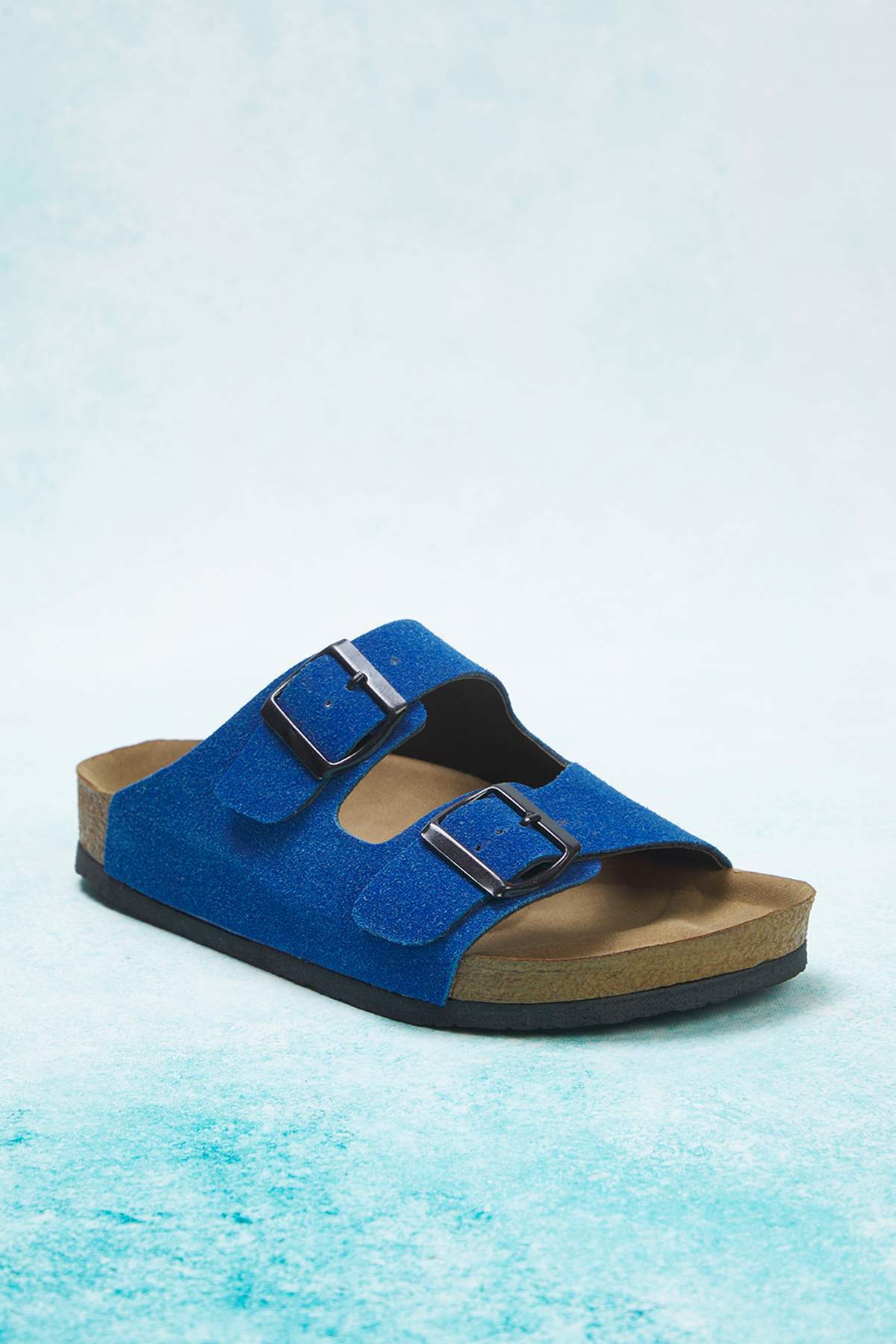 TRENDYOL SHOES-Papuci de damă cu cataramă dublă albastră TAKSS24TE00004 4