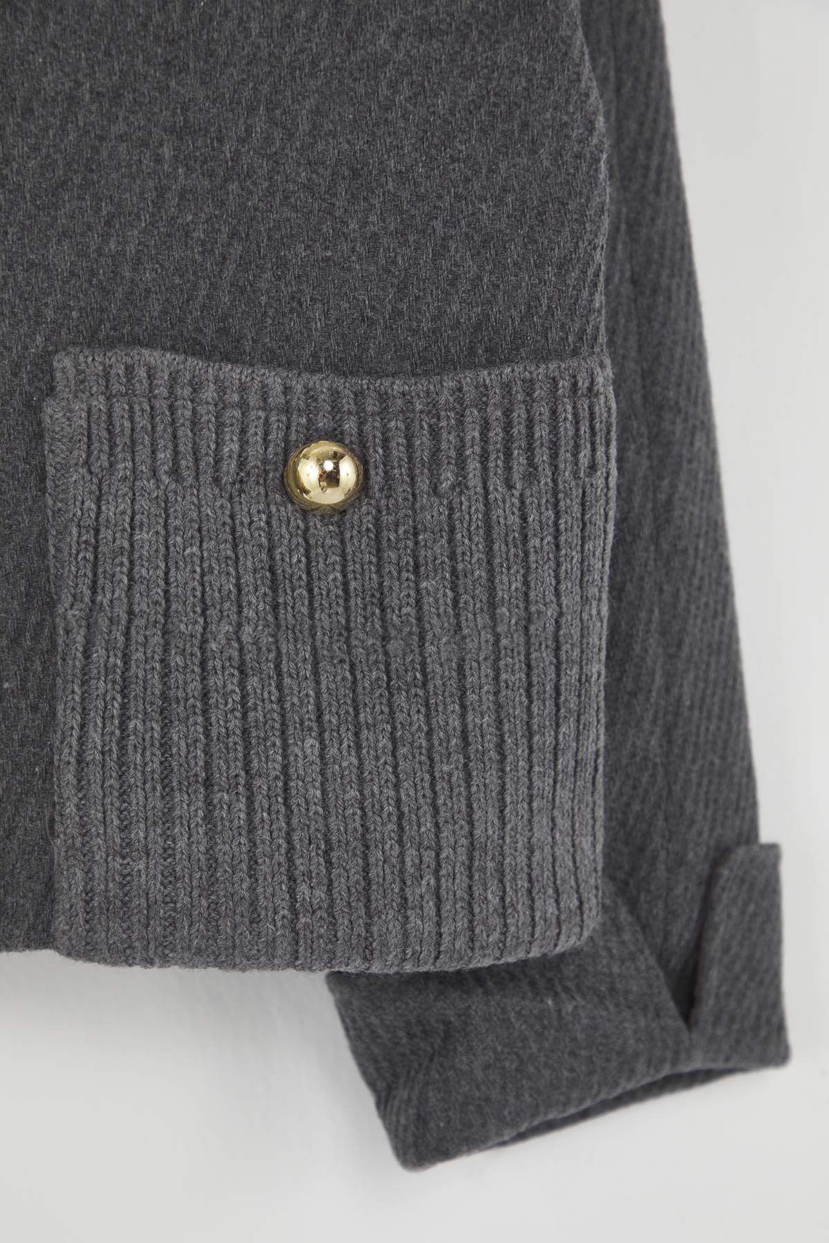 Trendyol Collection-Gray Regular Fit Cashmere Knitwear Pocket Detailed Slim Jacket Coat Twoaw26Mo00113 5