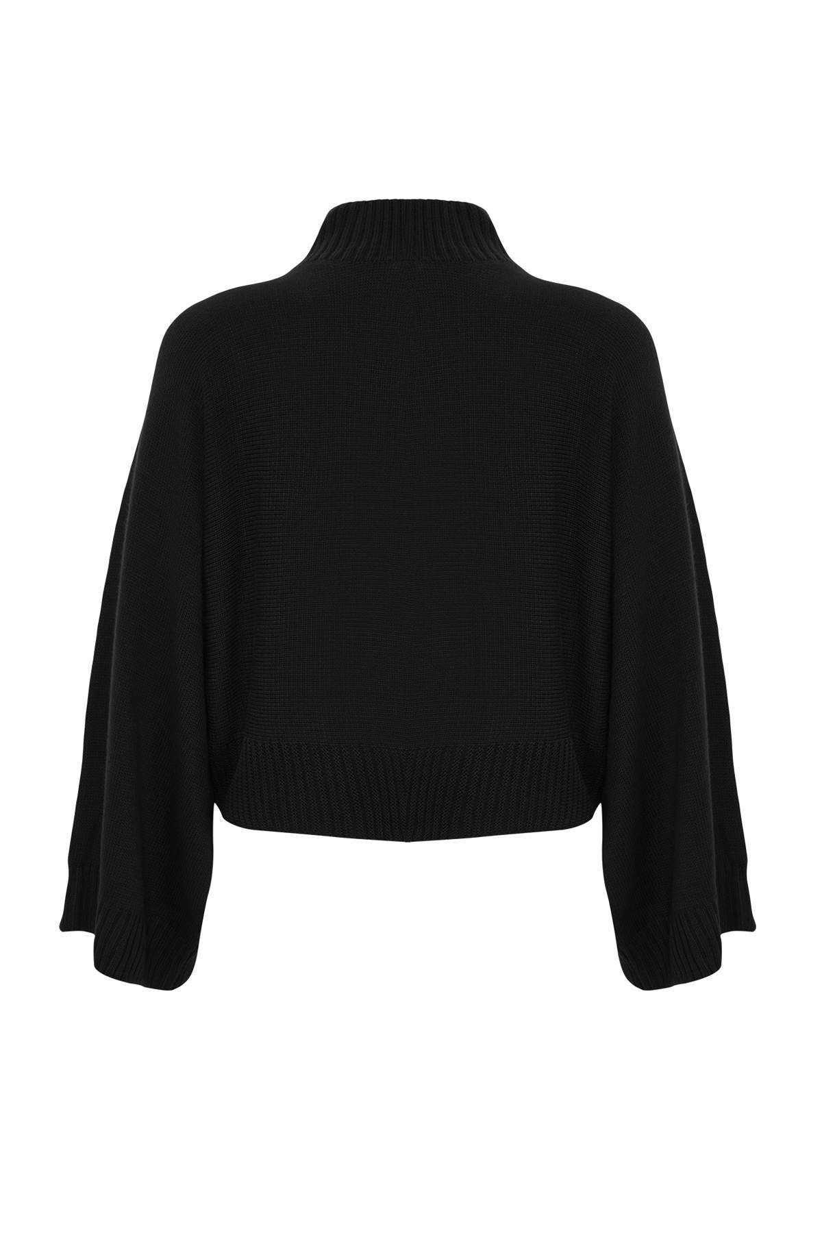 Trendyolmilla  Siyah Geniş Kalıp İspanyol Kol Triko Kazak TWOAW23KZ01838 - Görsel 6