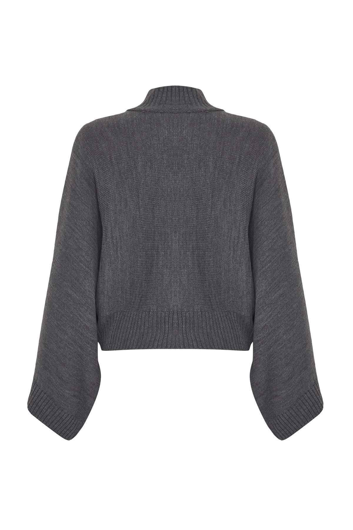 Trendyolmilla  Antrasit Geniş Kalıp İspanyol Kol Triko Kazak TWOAW23KZ01838 - Görsel 7