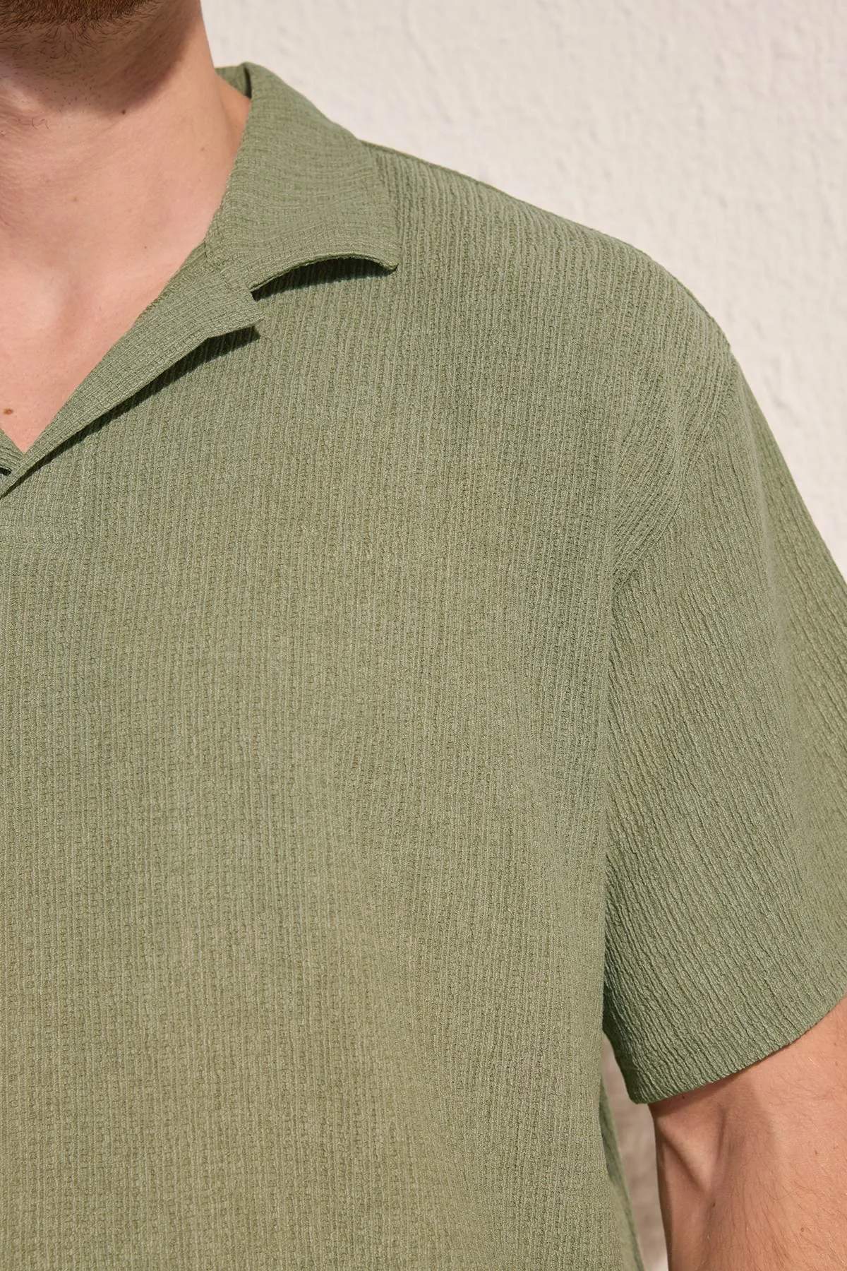 Trendyolmilla Man Mint Oversize/Geniş Kesim Dokulu Örme Polo Yaka