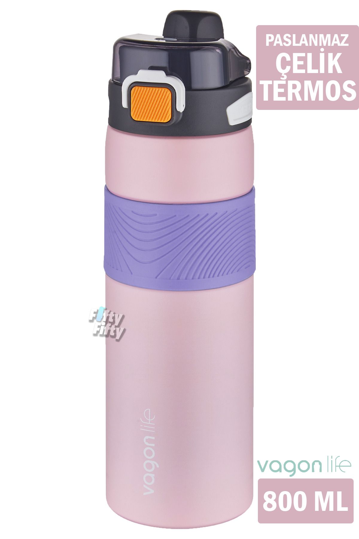 Vagonlife Çelik Termos 800 ML Büyük Boy Tek Kapak Çift Kullanım Pipetli/Rahat İçim Kaydırmaz Gövde