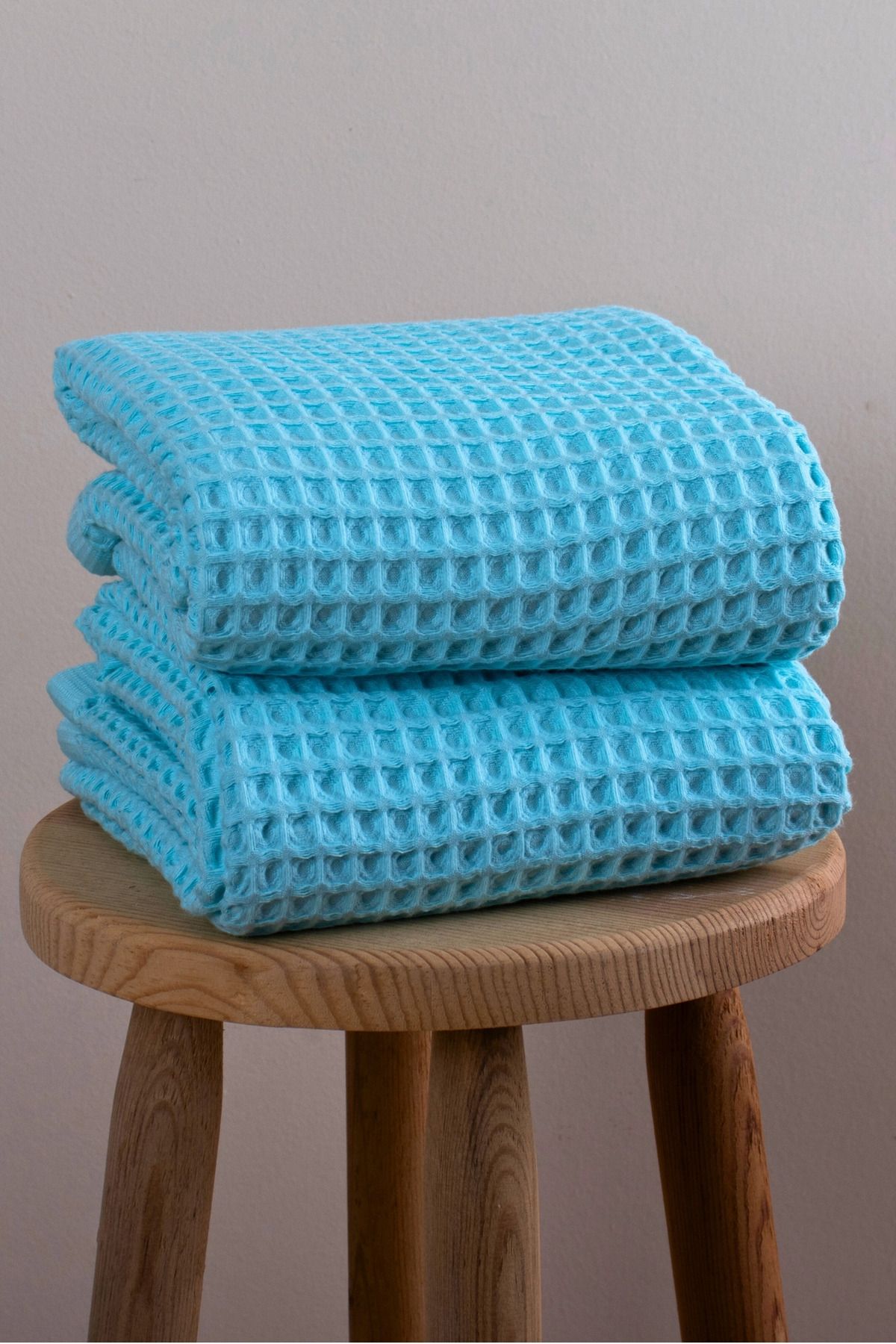 Püskül Tekstil Lüks Banyo Havlusu 2'li Set, Waffle Dokuma, 100% Pamuk, Yüksek Kalite, Çabuk Kuruyan Banyo Havluları