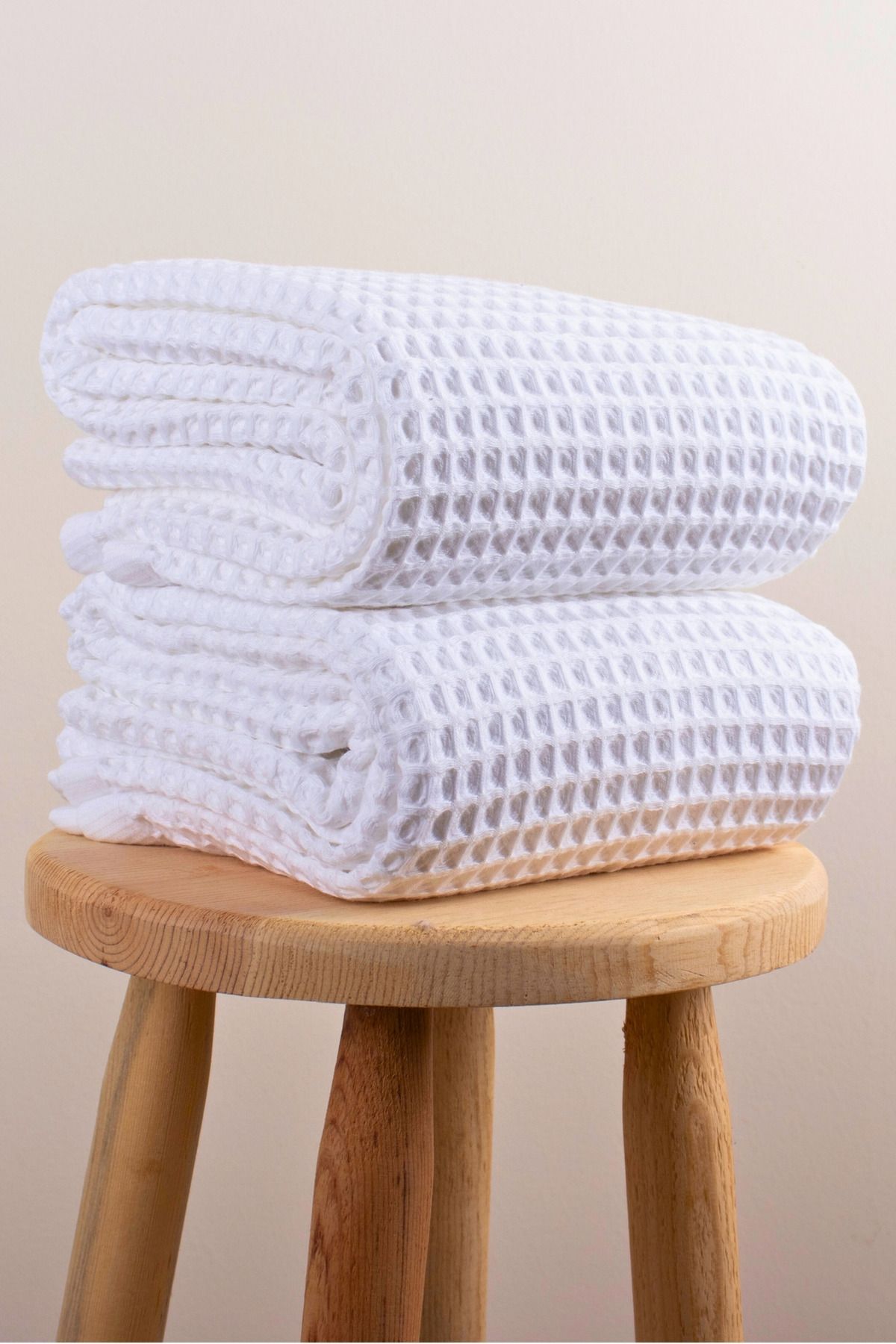 Püskül Tekstil Lüks Banyo Havlusu 2'li Set, Waffle Dokuma, 100% Pamuk, Yüksek Kalite, Çabuk Kuruyan Banyo Havluları