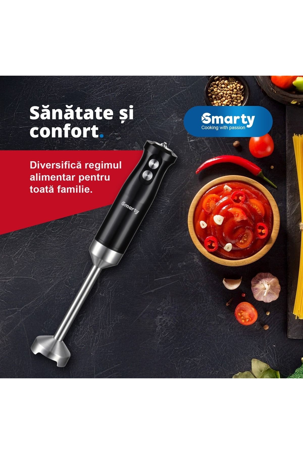 SMARTY-Blender Set 5 In 1 ® Advanced Pro 1000w, Vertical Mixer, Turbo Function, 600ml, Black 3