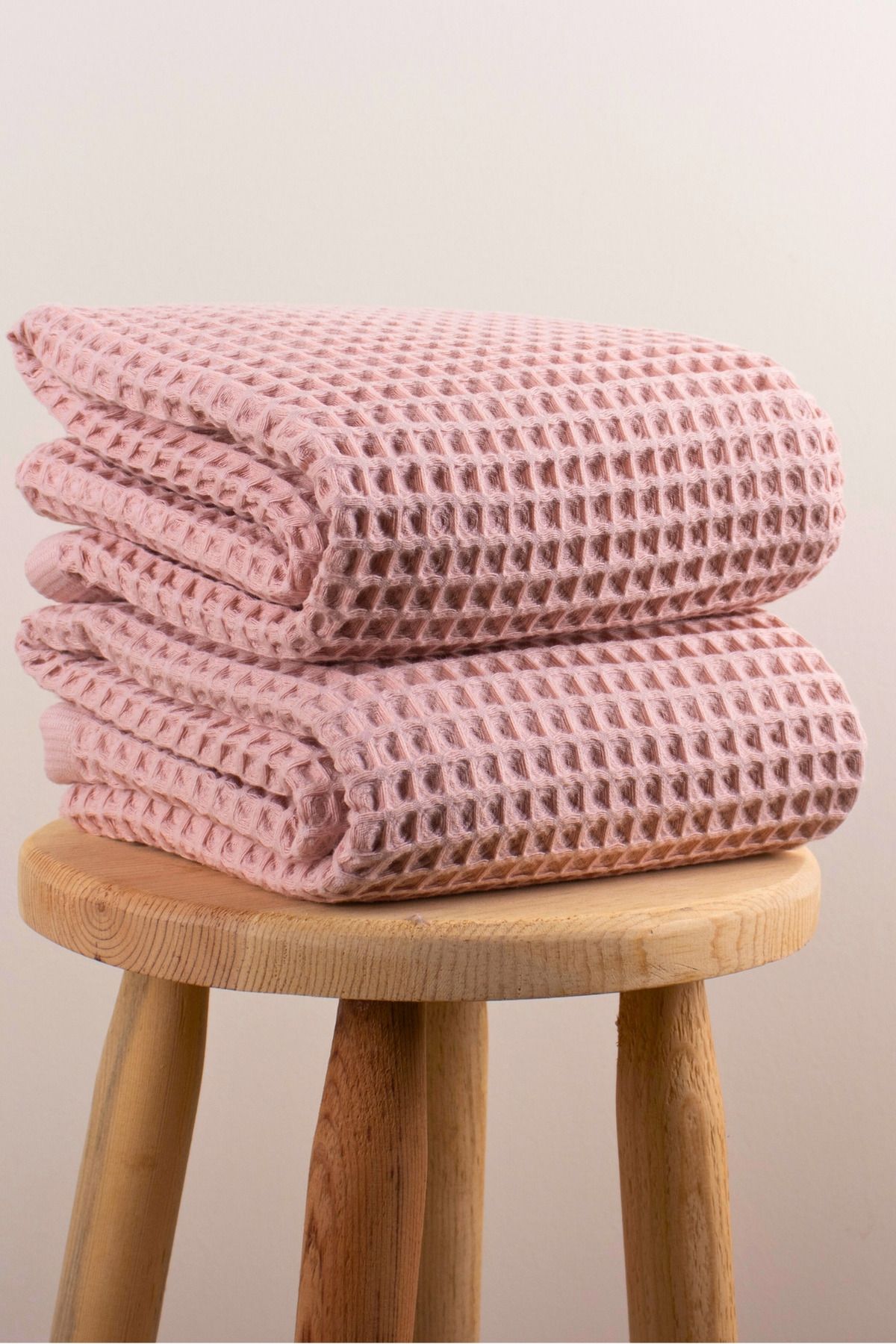 Püskül Tekstil Lüks Banyo Havlusu 2'li Set, Waffle Dokuma, 100% Pamuk, Yüksek Kalite, Çabuk Kuruyan Banyo Havluları