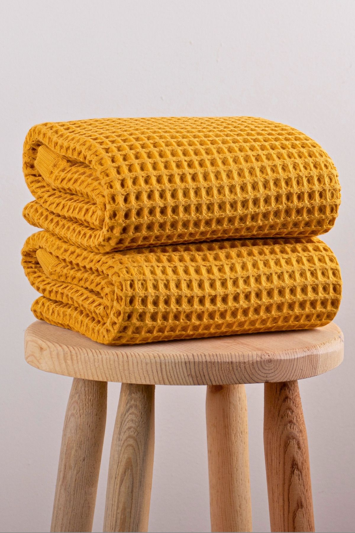 Püskül Tekstil Lüks Banyo Havlusu 2'li Set, Waffle Dokuma, 100% Pamuk, Yüksek Kalite, Çabuk Kuruyan Banyo Havluları