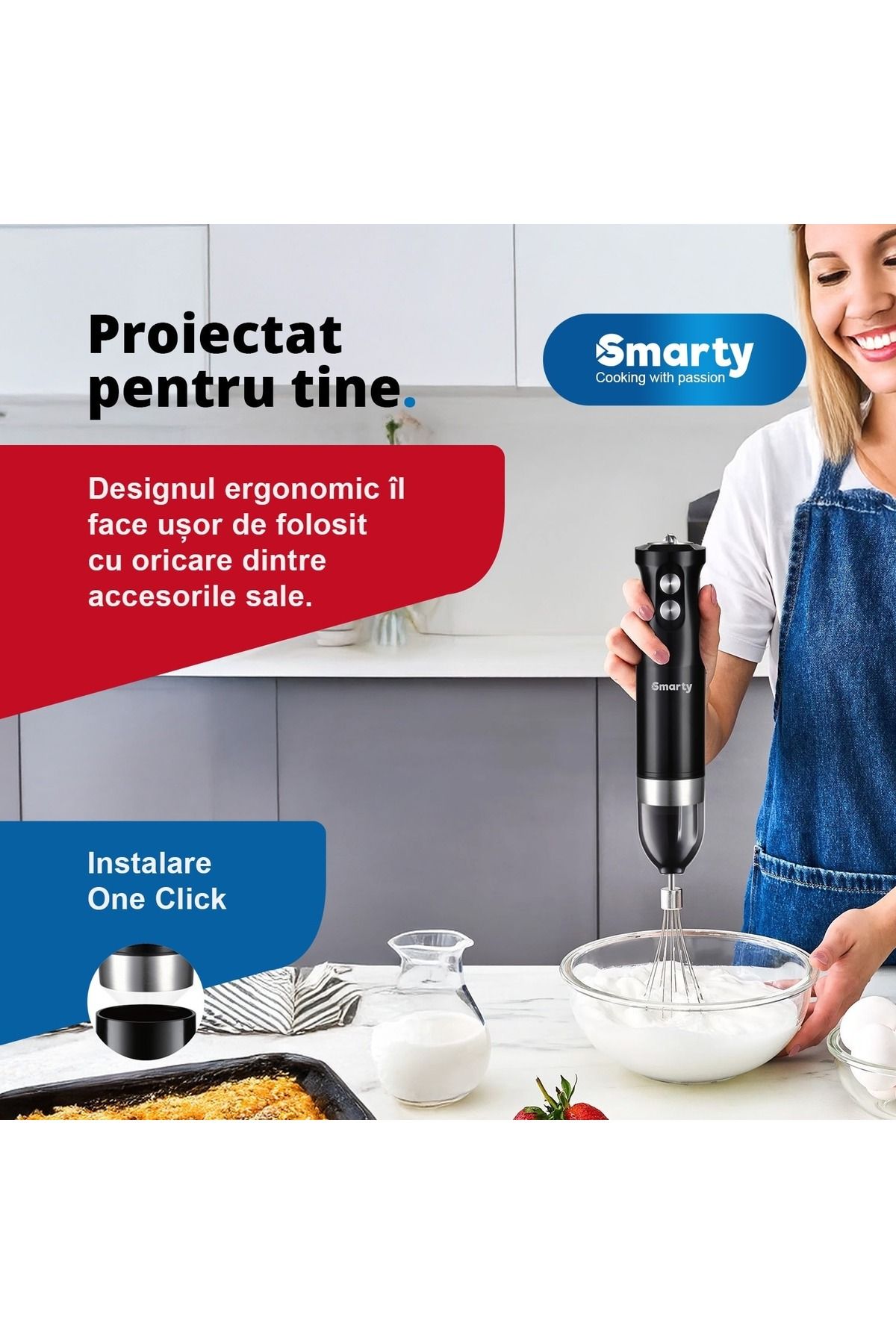 SMARTY-Blender Set 5 In 1 ® Advanced Pro 1000w, Vertical Mixer, Turbo Function, 600ml, Black 7