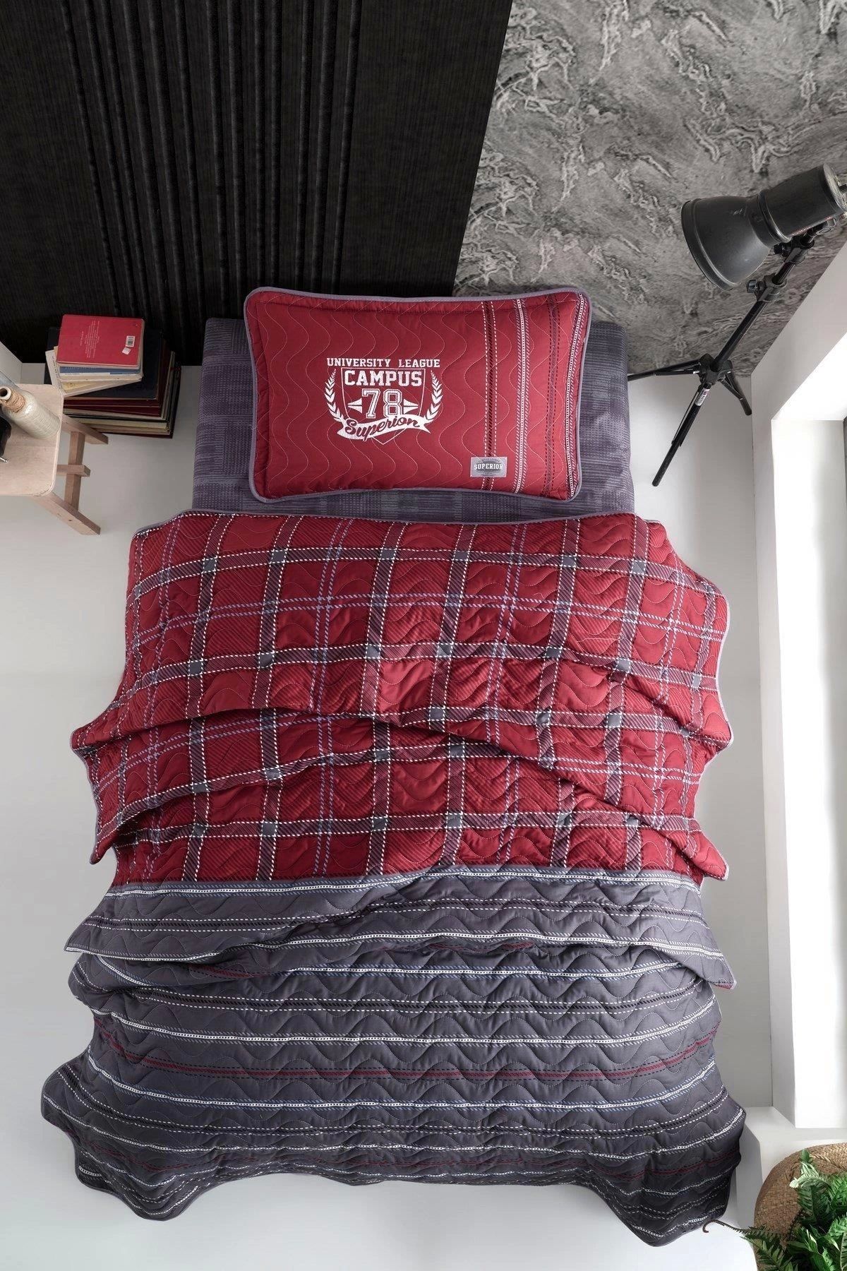 Clasy-Single Ranforce Bedspread Campus V1 Claret Red 2