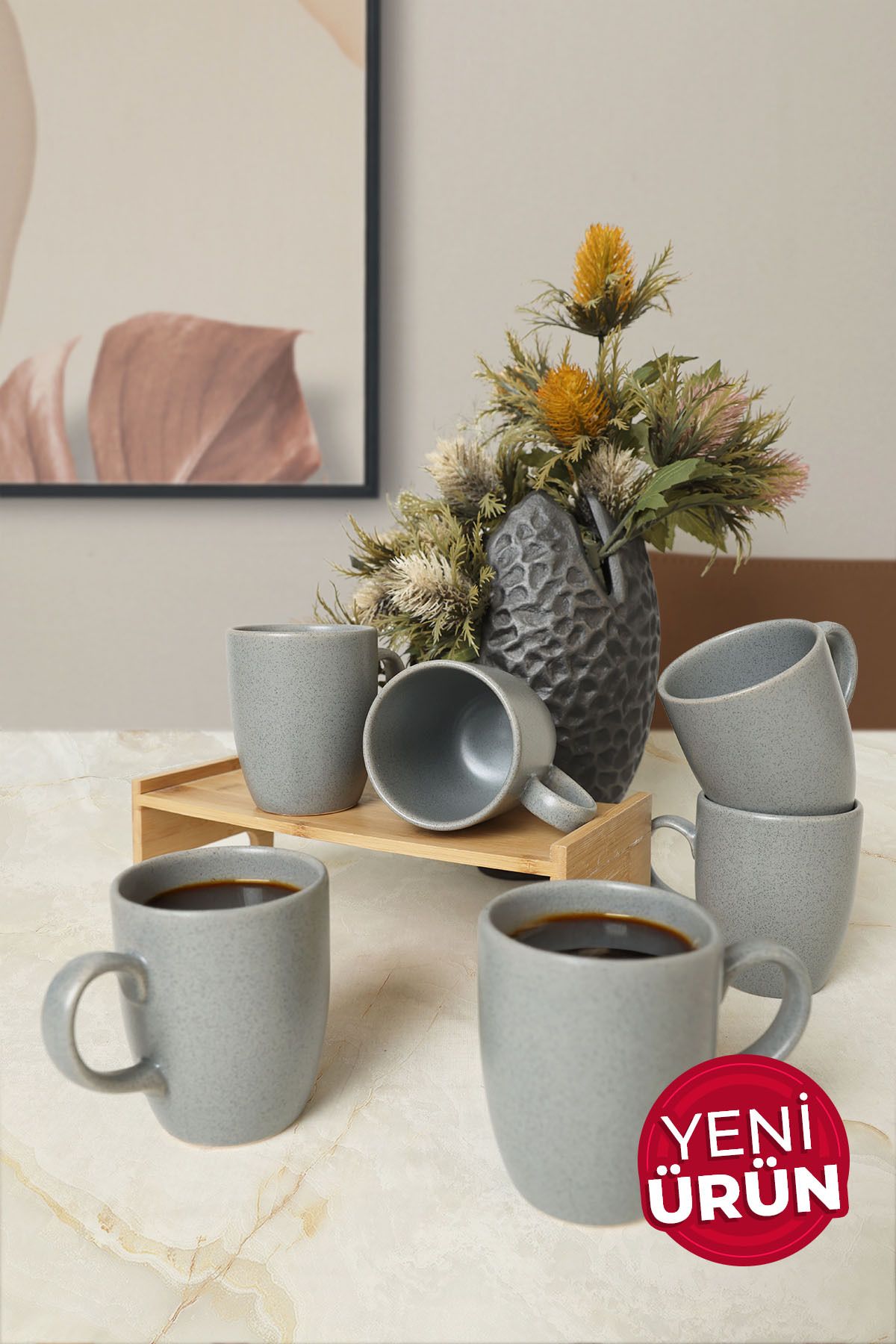 Keramika Mat Gri Bulut Kupa 9 Cm 2 Adet 643