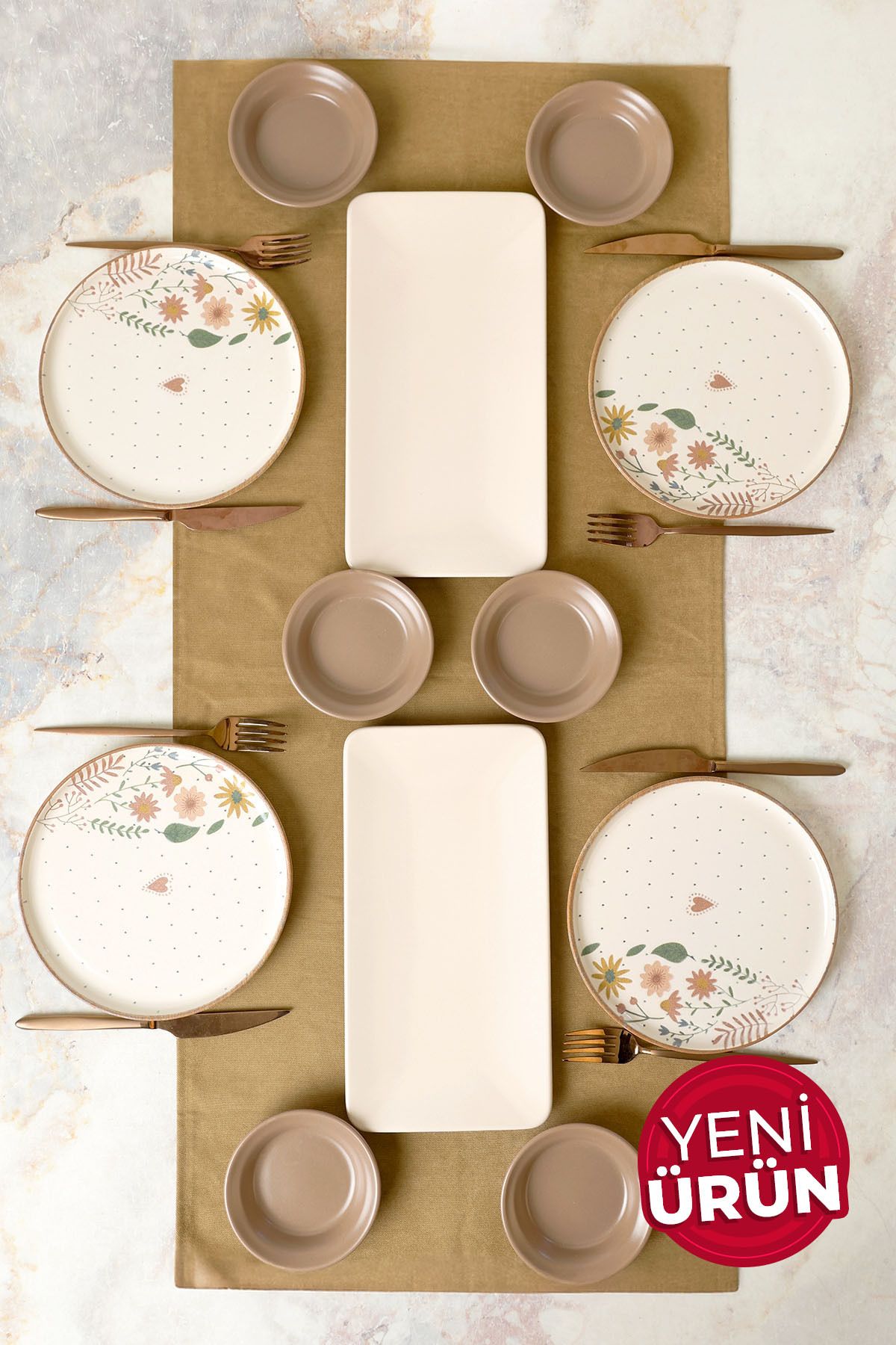 Keramika Soft Bloom Kahvaltı Takımı 12 Parça 4 Kişilik 22875