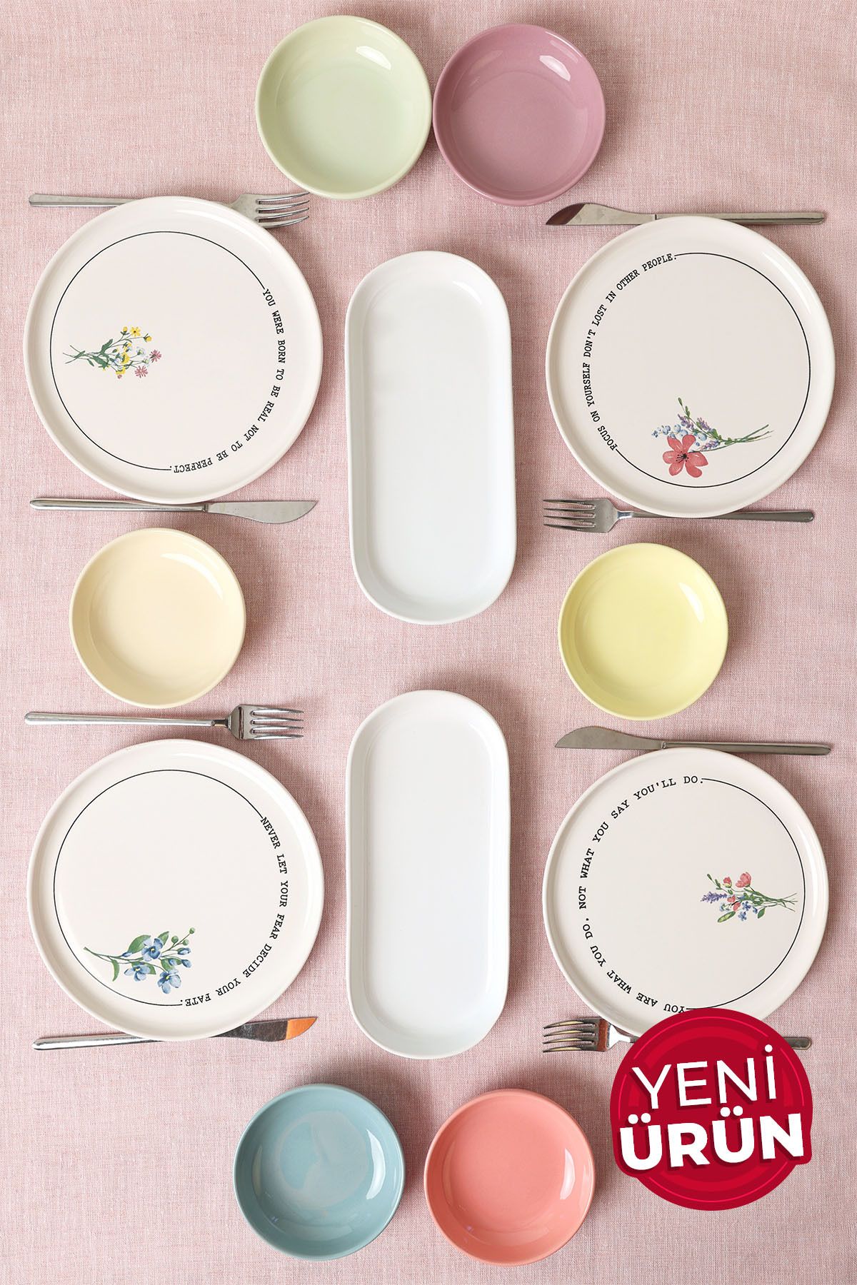 Keramika Motto Bloom Kahvaltı Takımı 12 Parça 4 Kişilik 22806-07-08-09