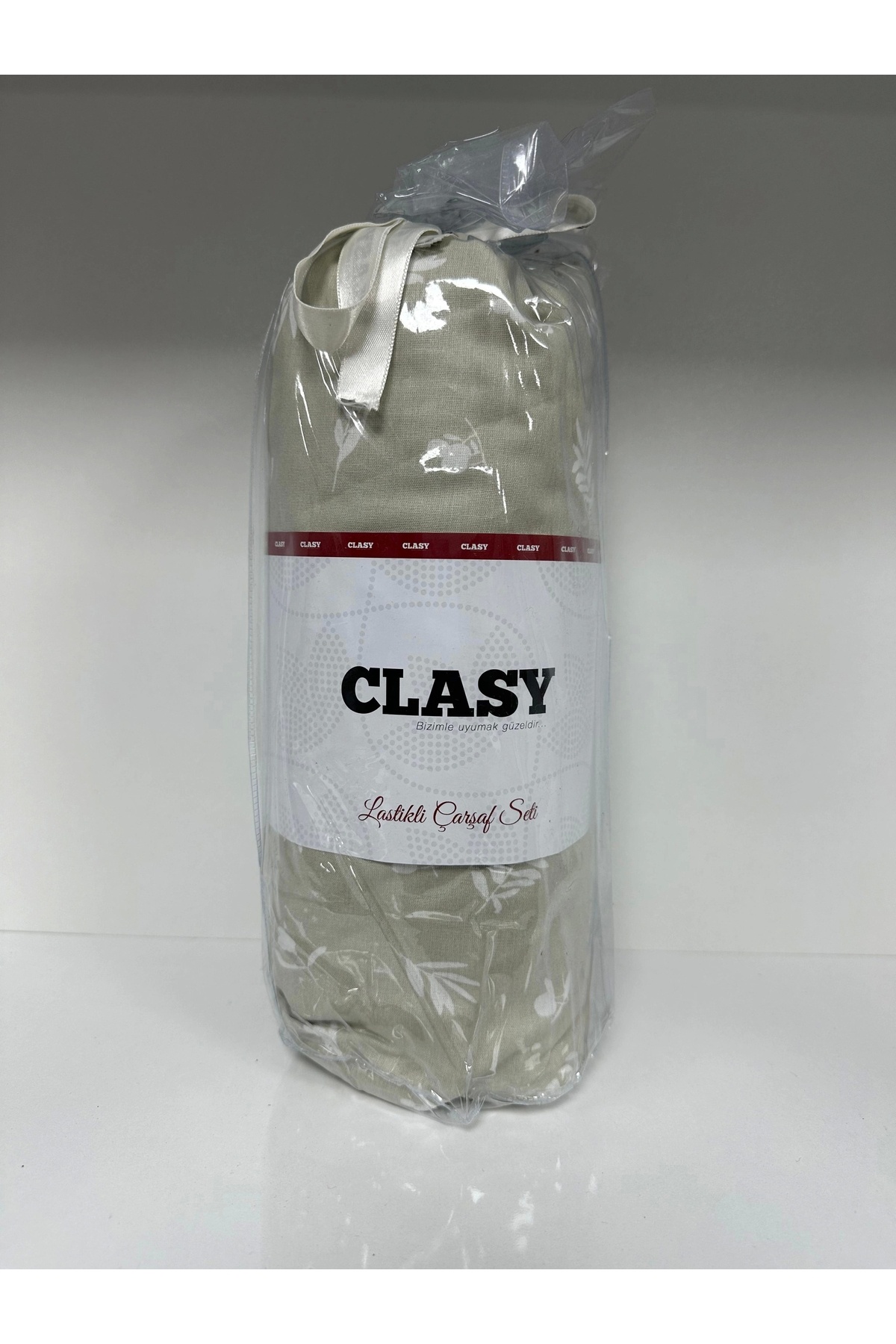 Clasy-Ranforce Elastic Sheet Set Double Plain Cream 1