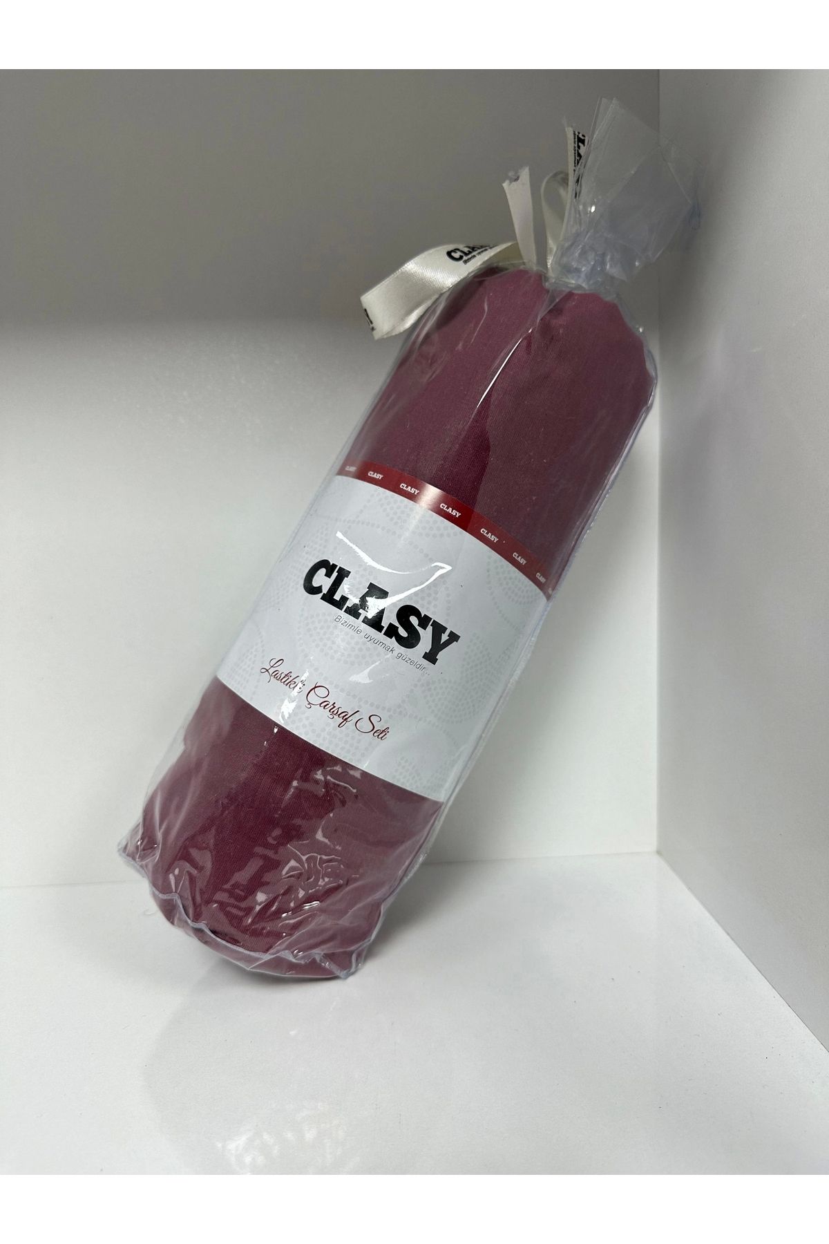 Clasy-Ranforce Single Elastic Sheet Set - Plain Claret Red 2
