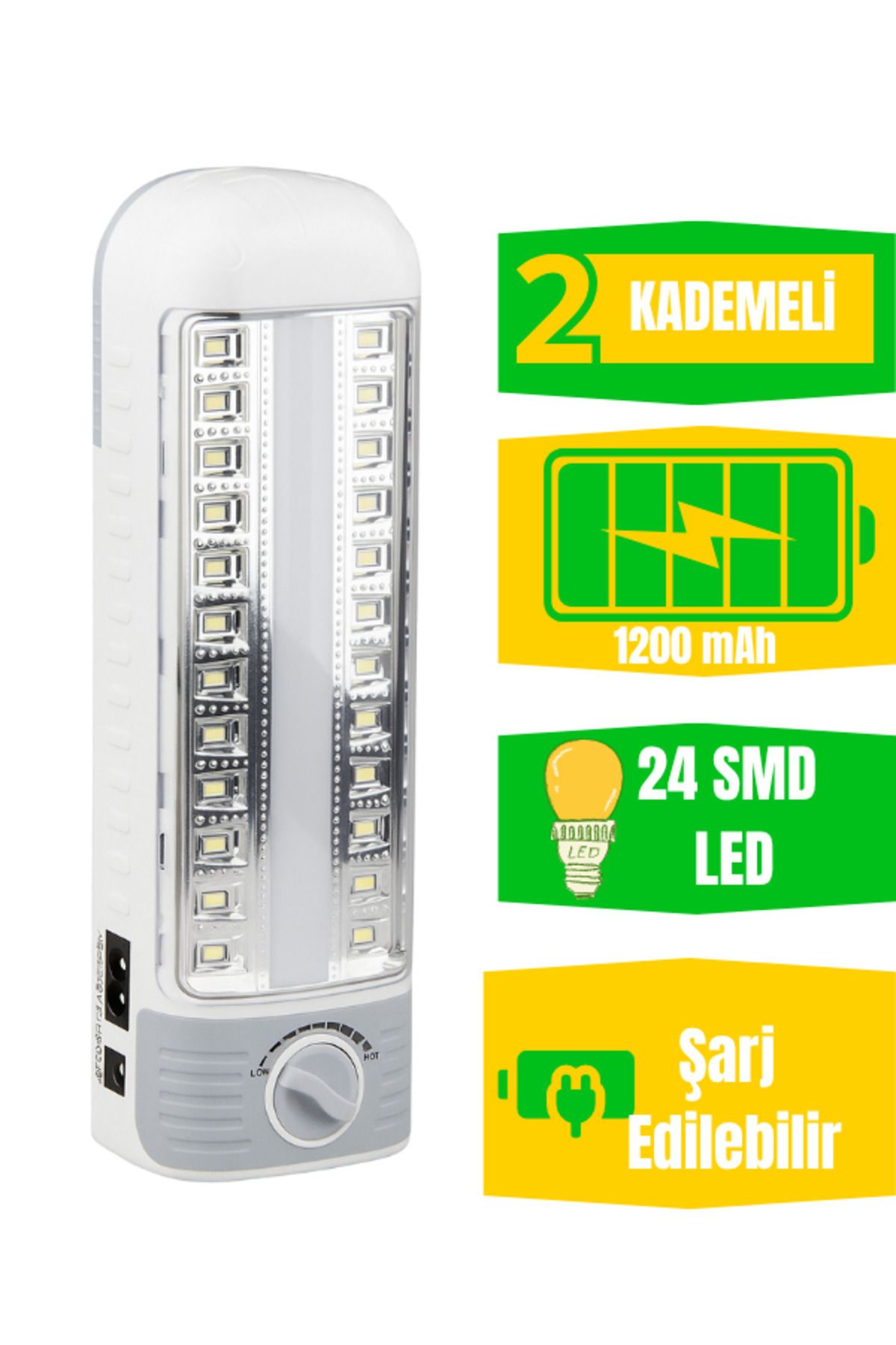 Smith 24 SMD Led Işıldak Çekmeli Fener Şarjlı Işıldak 2 Kademeli Aydınlatma Kamp Lambası El Feneri