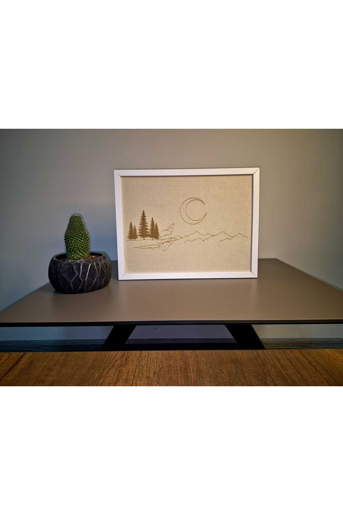 Grand Fine Art Kumaş Üzeri Lazer Kazıma Kurt Doğası