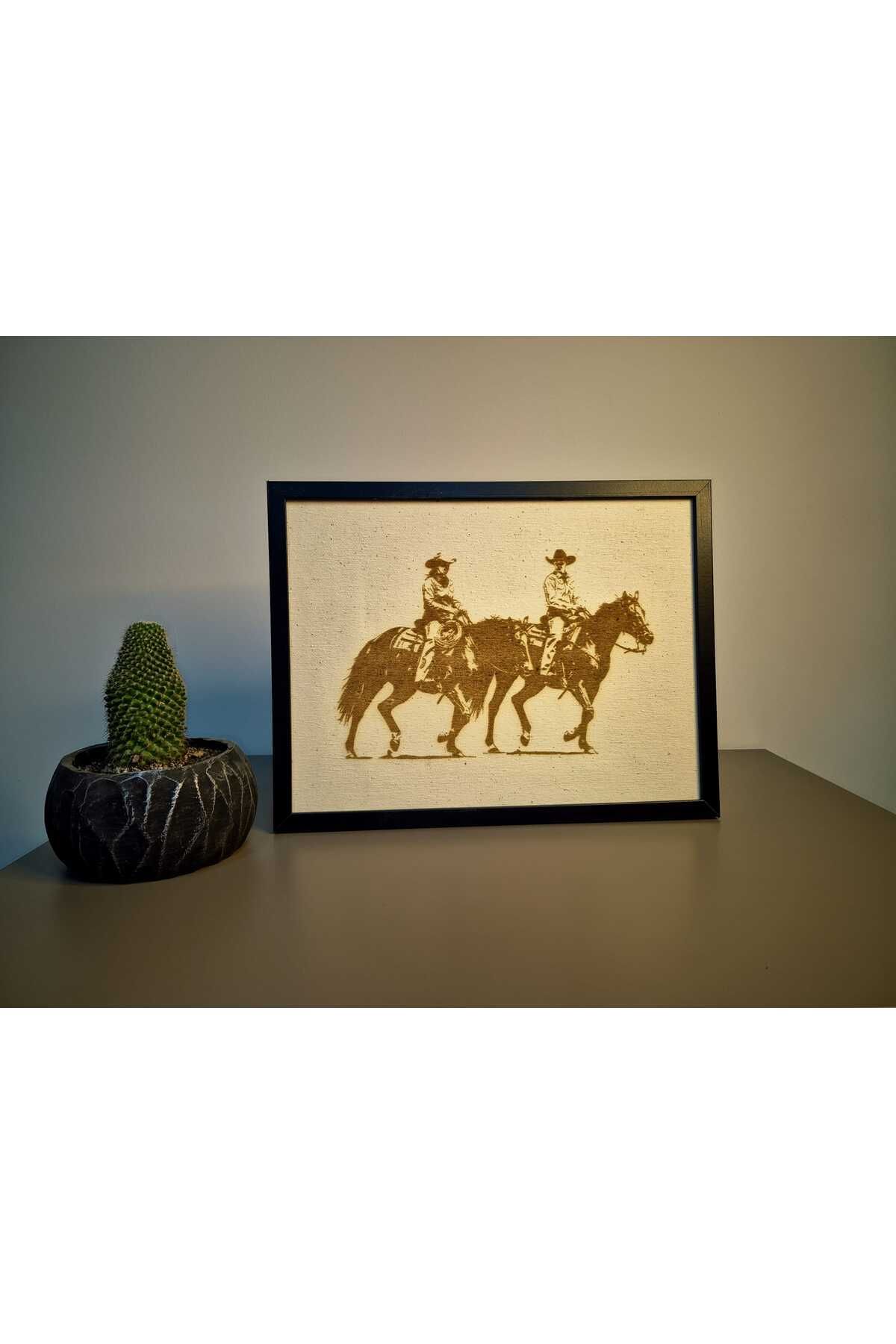 Grand Fine Art Kumaş Üzeri Lazer Kazıma İki Kovboy