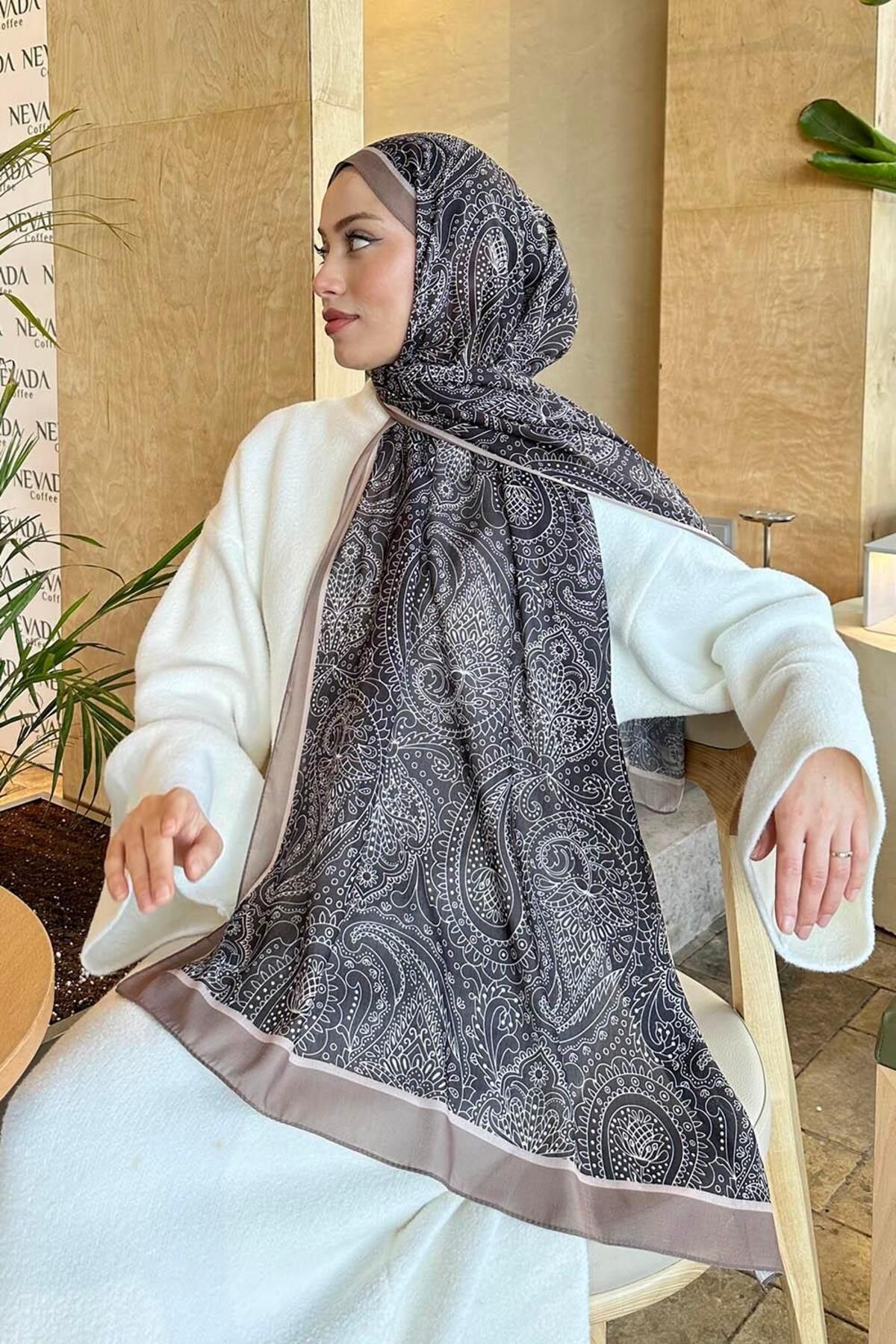 lamelif.com-Retro Pattern Cotton Shawl Bitter Coffee Earth 4