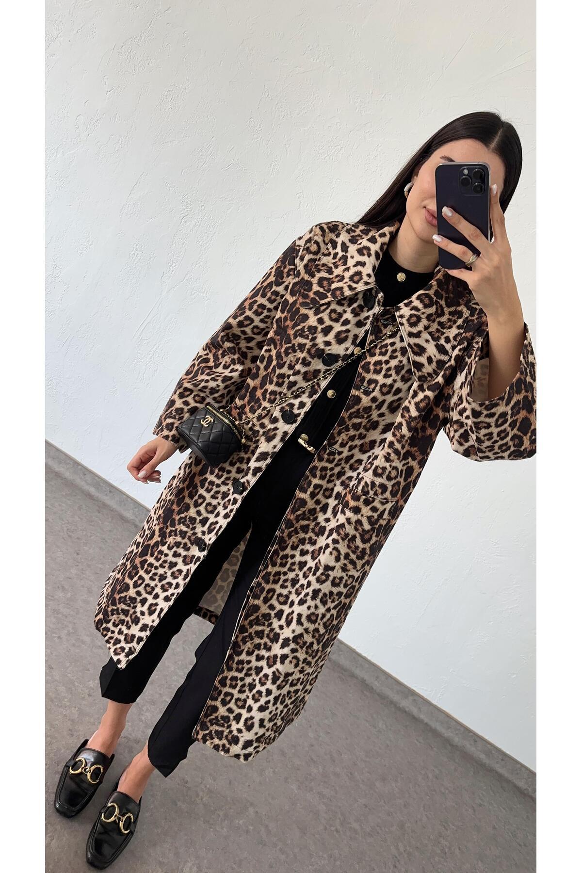 HAZELANNA-Leopard Patterned Trench Coat 4