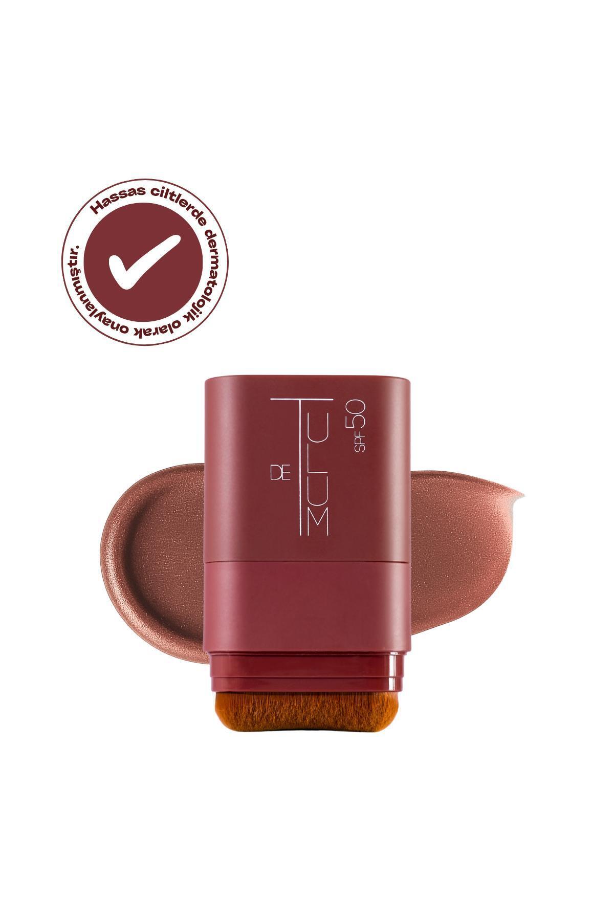 de tulum Brillonz Face Stick 50 SPF | Bronzluk Veren Işıltılı Yüz Aydınlatıcı Stick | Bronze Glow Face Stick