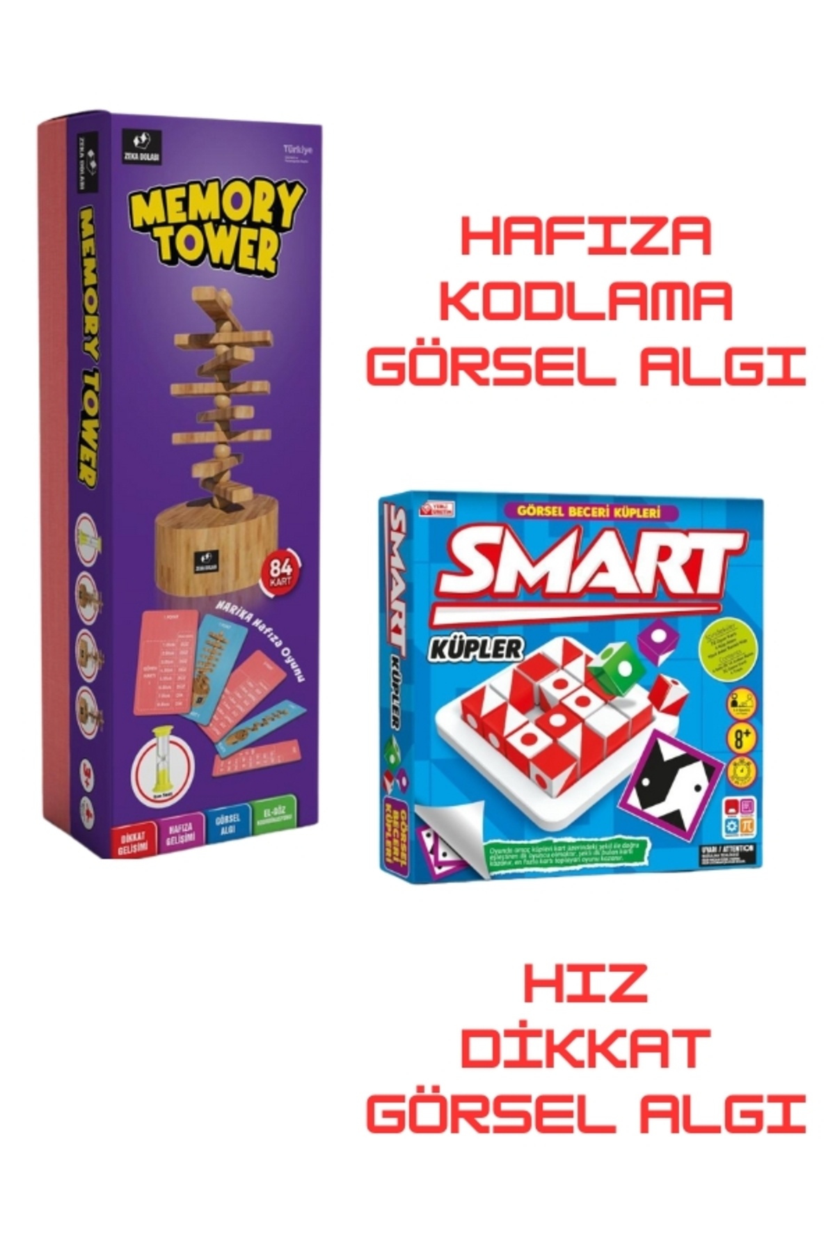 ZEKA DOLABI-Smart Cubes Set of 2 with Memory Tower Memory Speed ​​Attention Visual Perception Focus Coding 1
