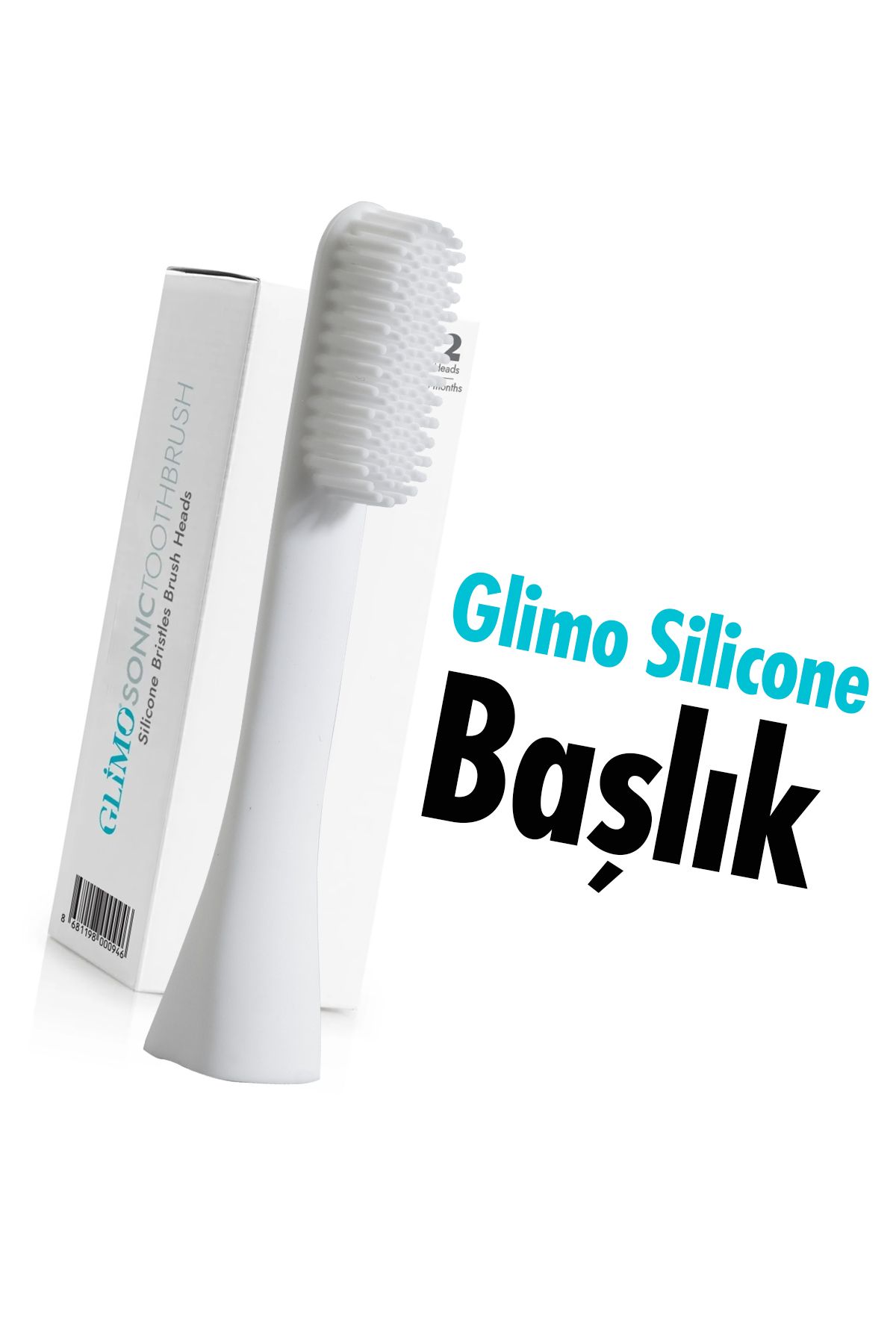 Glimo Sonic Şarjlı Diş Fırçası Başlığı 2li | 900.000 Titreşim/dk, Silicone Head, Beyaz
