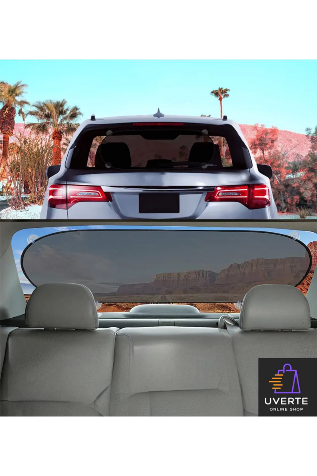 UVERTE-Auto Rear and Side Window Suction Cup Sunshade Set Car Rear and Side Window Curtain Set of 3 2