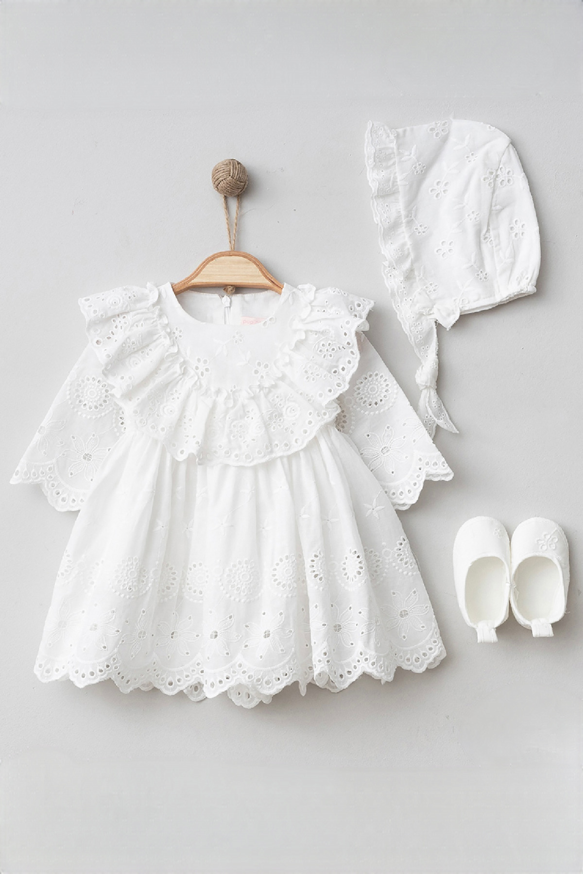 Cherub Baby Lotus Kız Bebek Brodeli Elbise Yenidoğan Lüx Elbise Seti - Hastane Çıkışı Ve Mevlütlük Takım fotoğrafı 3 (önizleme)