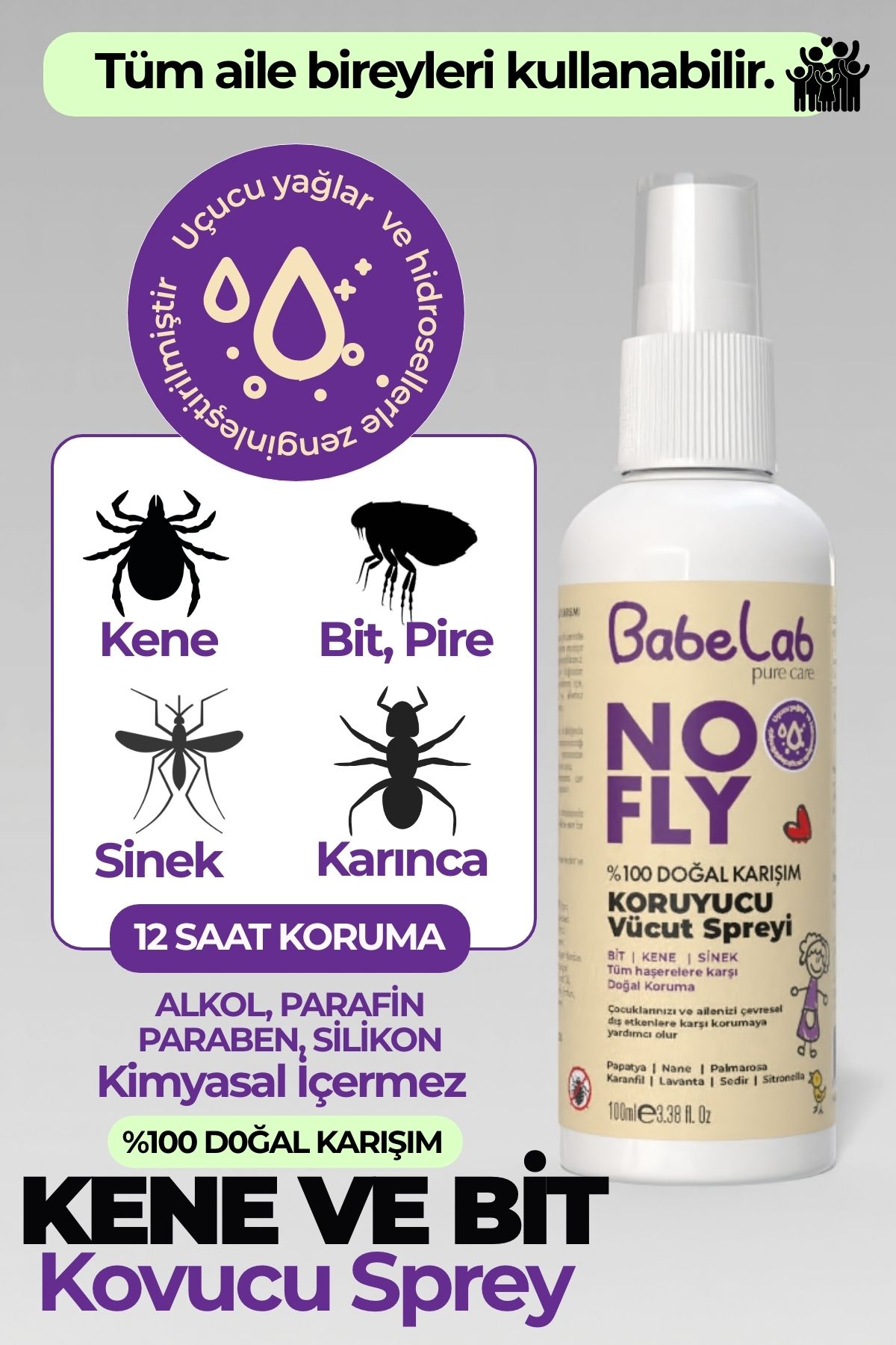 Dermocos Kene Bit Sinek Ve Mikrop Kovucu Sprey 100ml Doğal Uçucu Yağlar Ve Hidrolatlar Karışımı