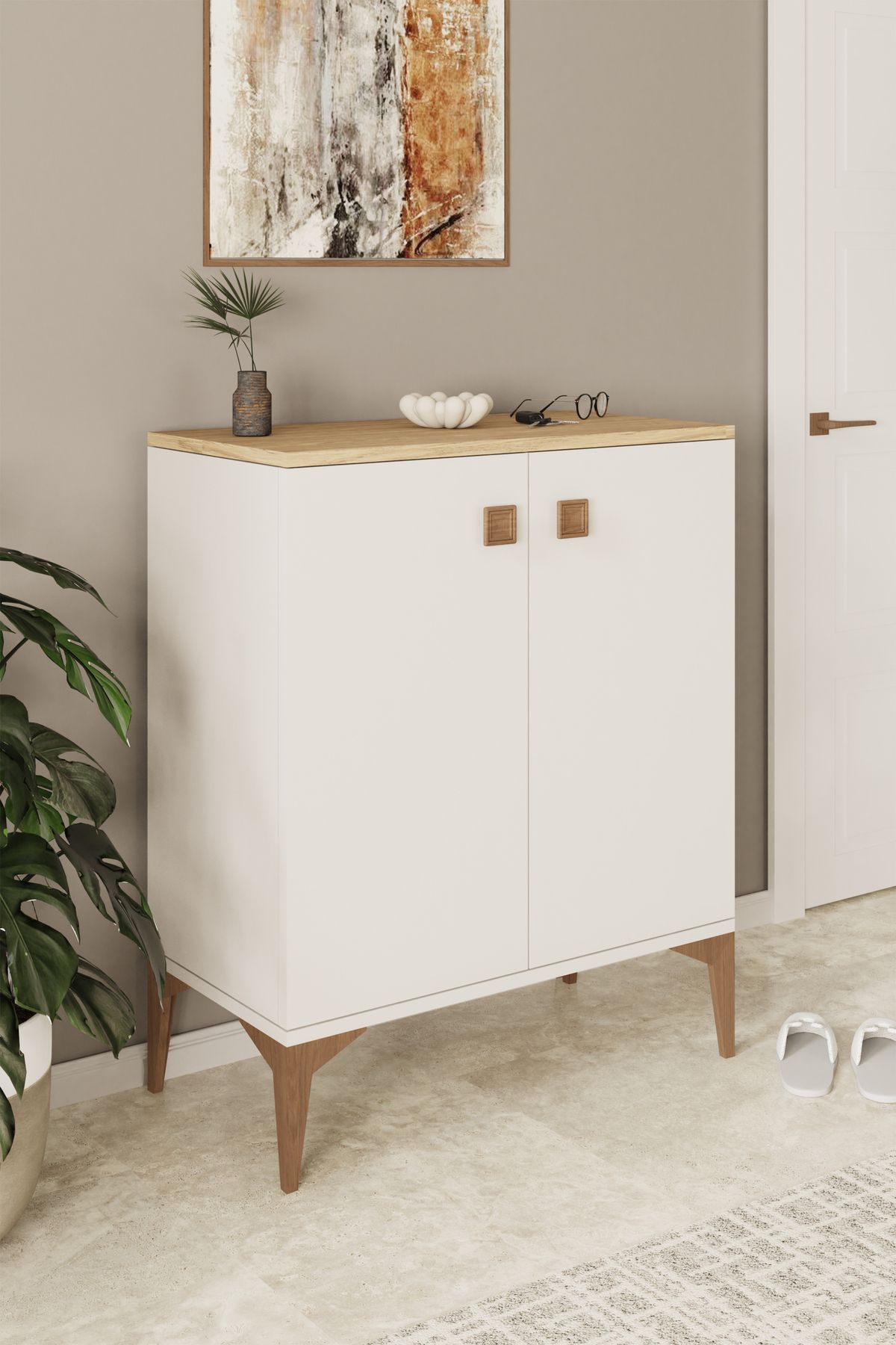 Happylife Furniture Design %100 Mdf Ayakkabılık Çok Amaçlı Dolap Zahirelik Mutfak Kiler Dolabı Kahve Köşesi Banyo Dolabı