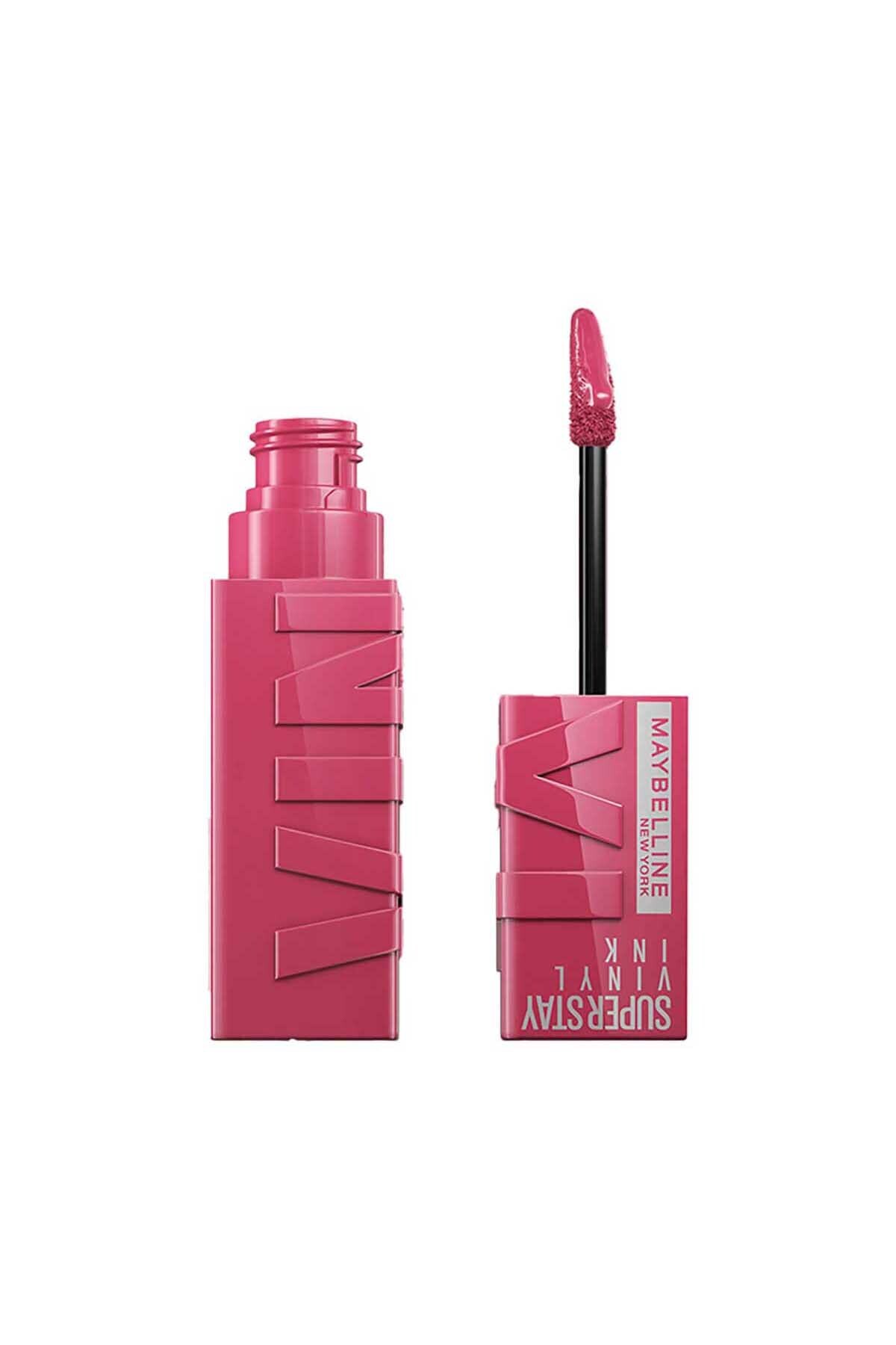 Maybelline New York Glossy Lipstick - Super Stay Vinyl Ink, Long Lasting Liquid, 20 Coy