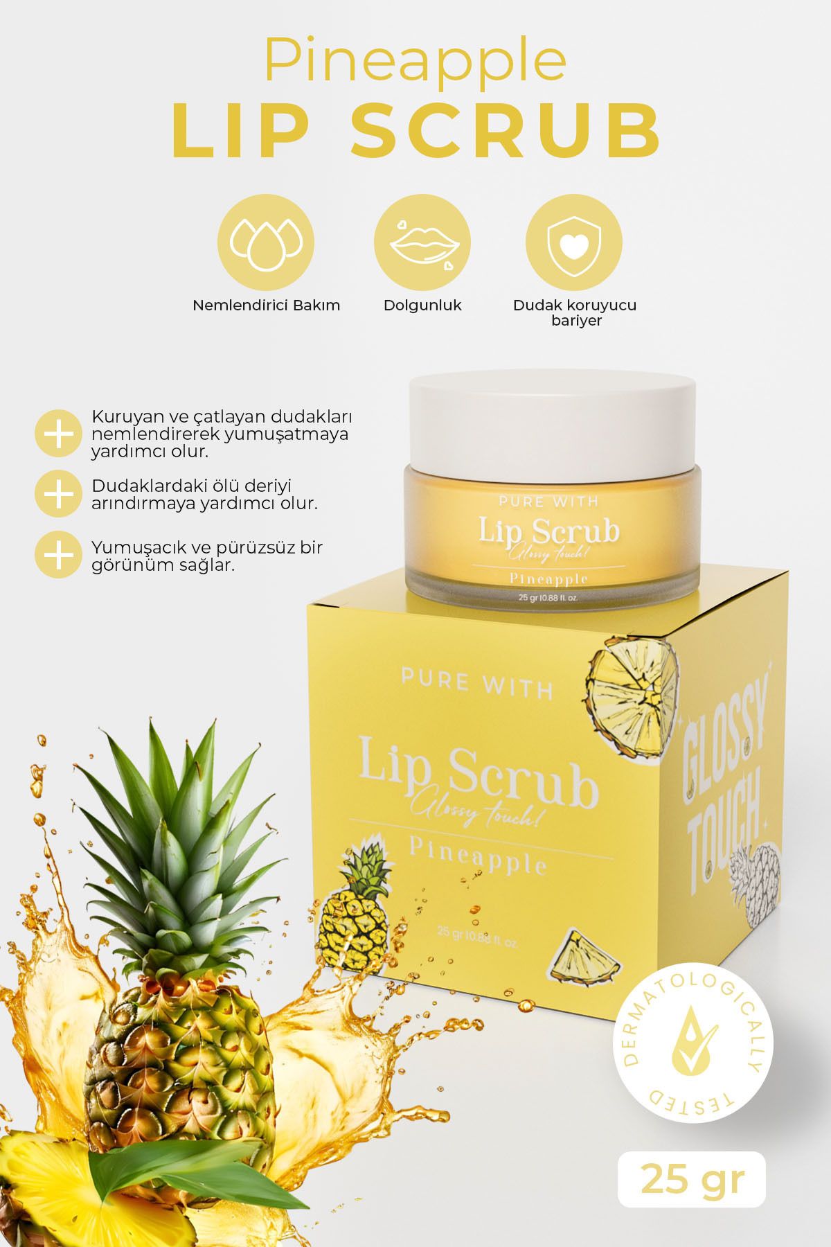Purewith Glossy Touch Lip Scrub Pineapple Dudak Peelingi