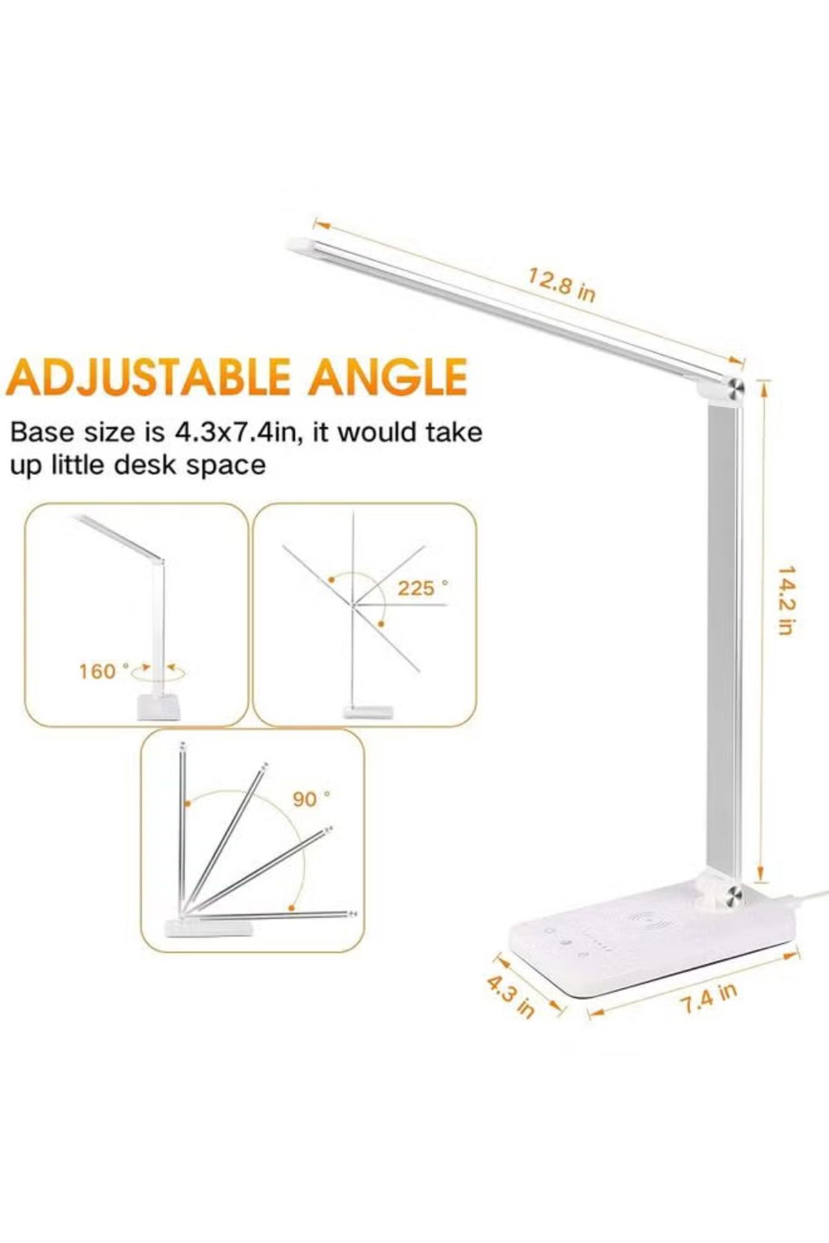 COOYA-Foldable LED desk lamp,52 lamp beads,USB interface,wireless fast charging,5-speed adjustment,white 4