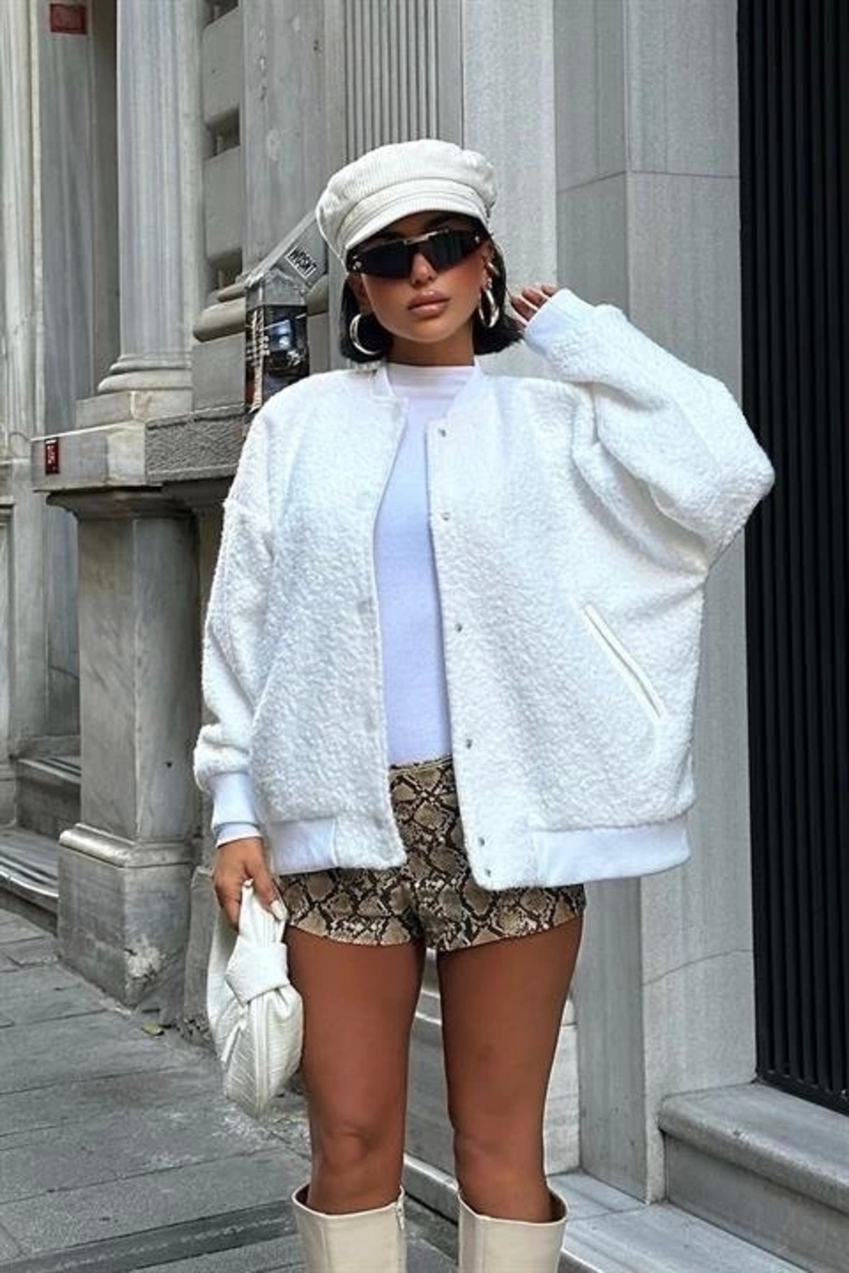 POLEXP-Curly Fur Lined Bomber Jacket 6120 3