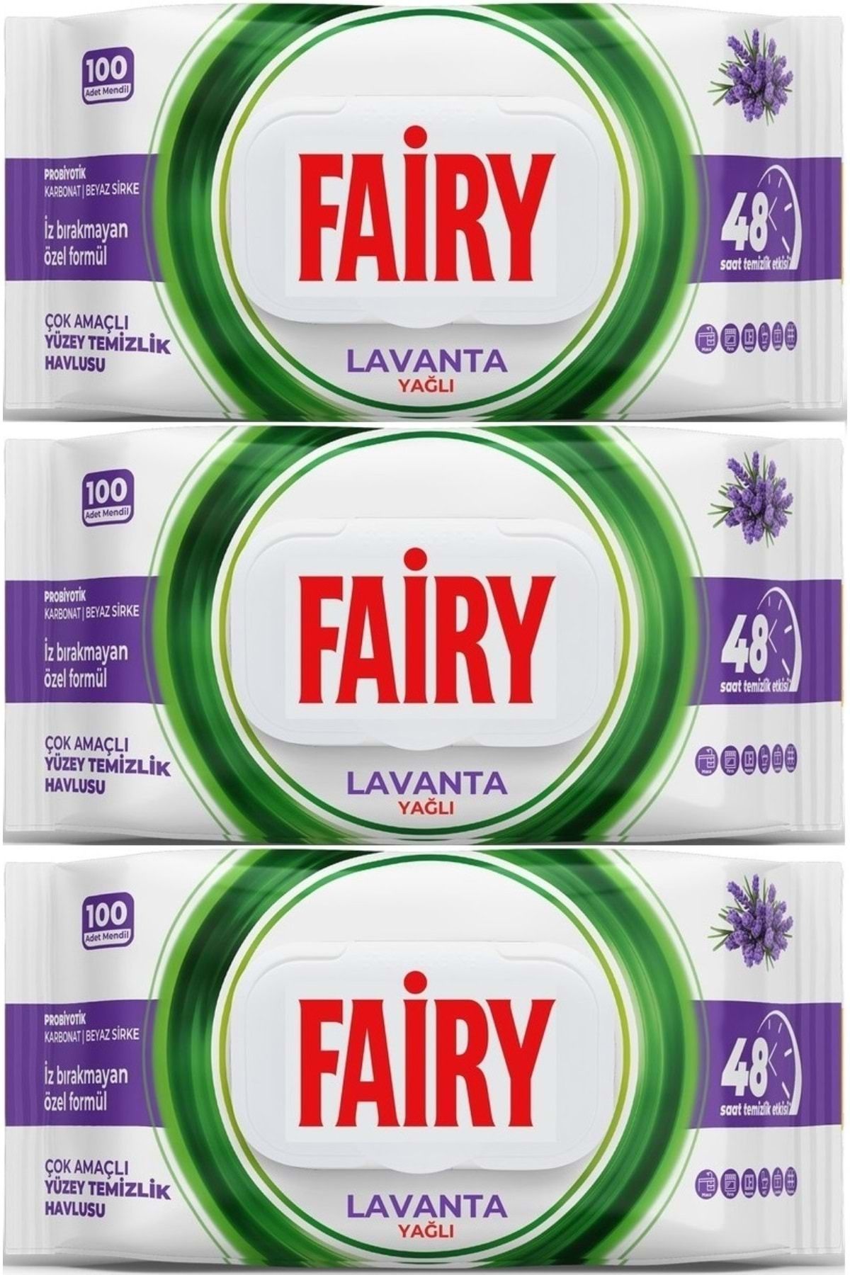 Fairy Yüzey Temizlik Havlusu 100 Yaprak Lavanta Yağlı - Beyaz Sirke - Karbonat (3 LÜ SET) 300 Yaprak