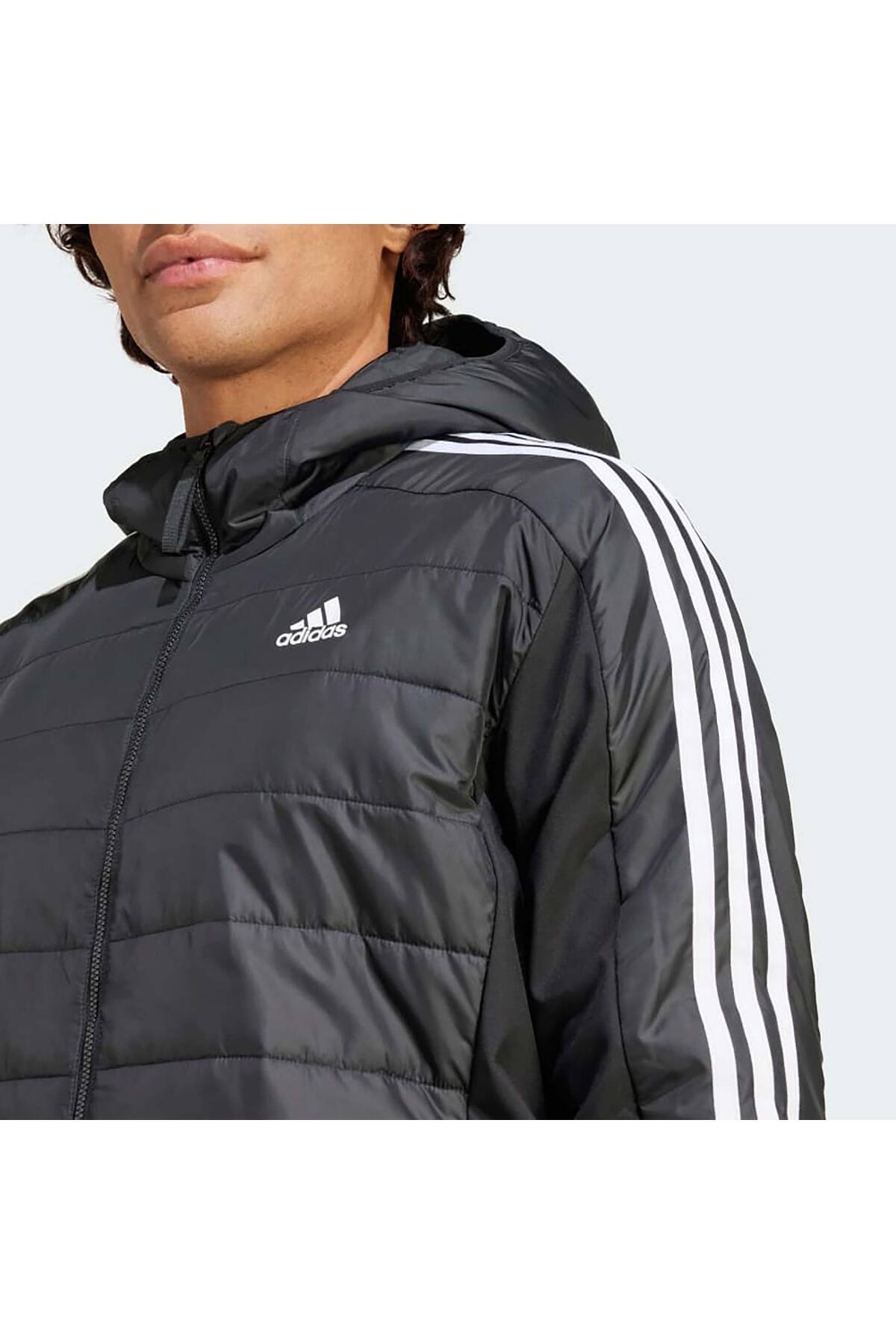 adidas-Essentials 3-Stripes Insulated Hybrid Hooded Coat 4