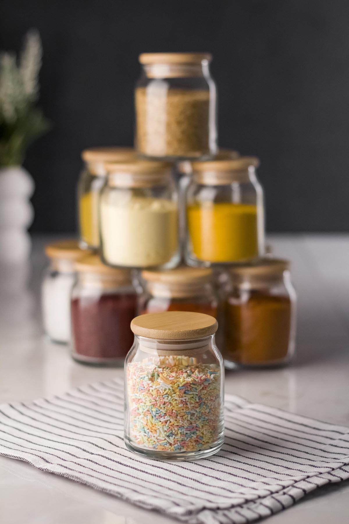 Lunelia Home 6'lı Bambu Kapaklı Cam Kavanoz & Baharat Takımı & Baharatlık Seti 200 ML (Vakum Kapak)