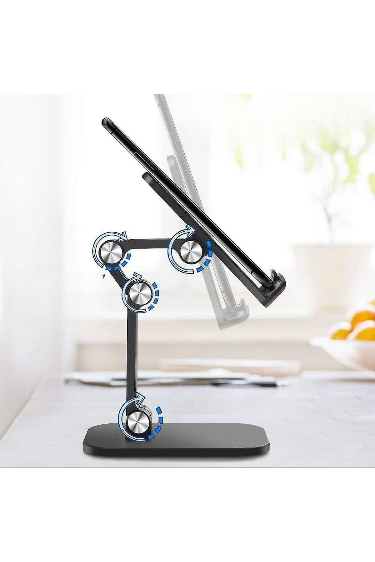 Mabs Tech Üç Eklemli Katlanabilir Telefon Tutucu Stand - Plastik Ayarlanabilir Kaydırmaz Taban Tablet Standı