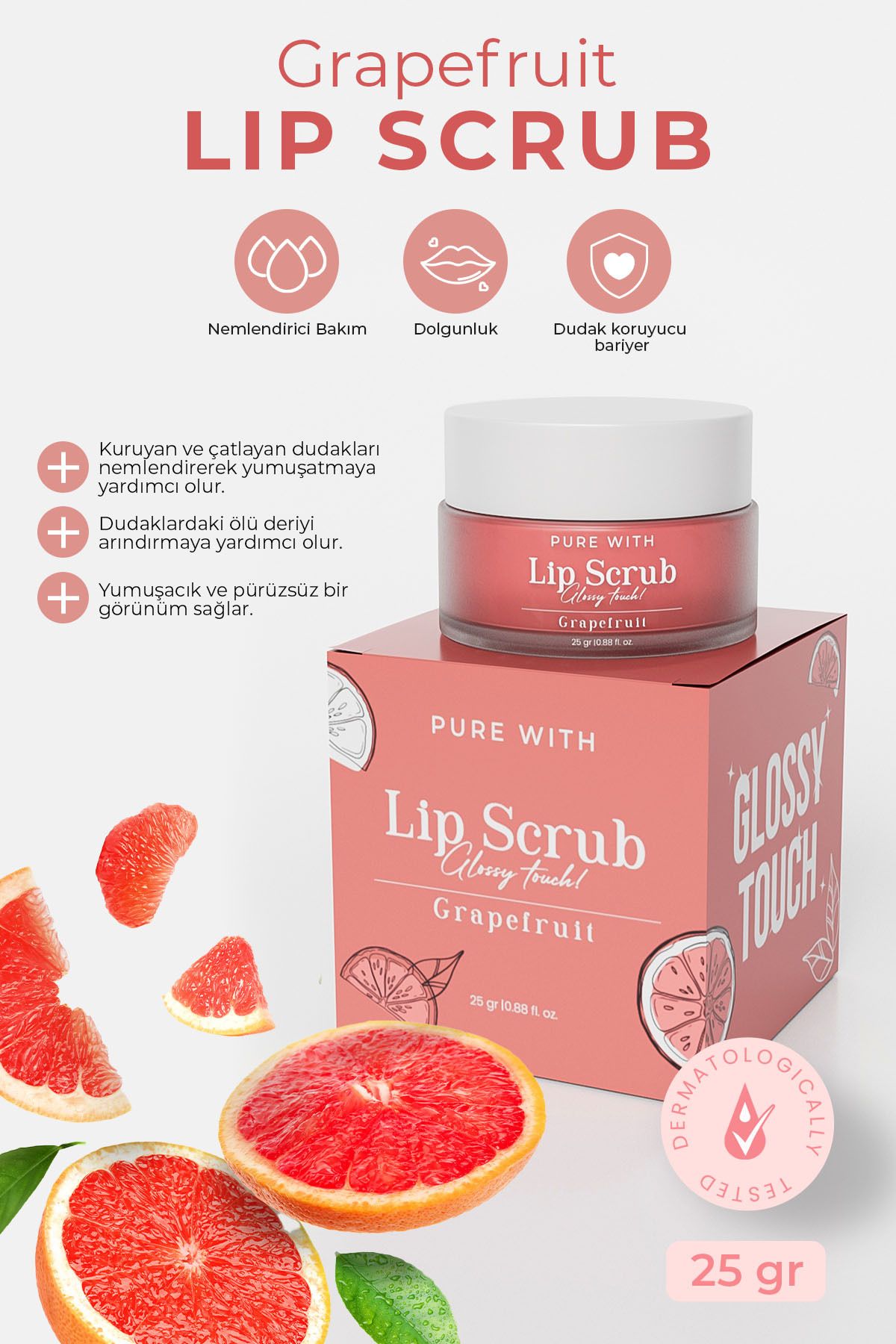 Purewith Glossy Touch Lip Scrub Grapefruit Dudak Peelingi
