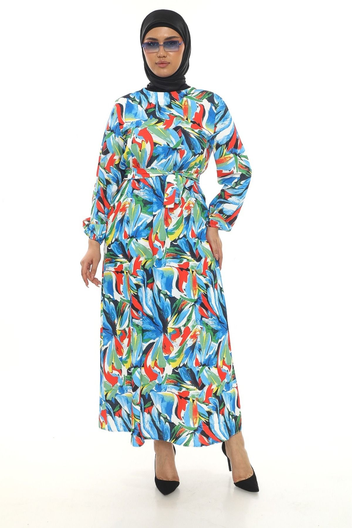 Butik Kadın büyük beden desenli elbise
