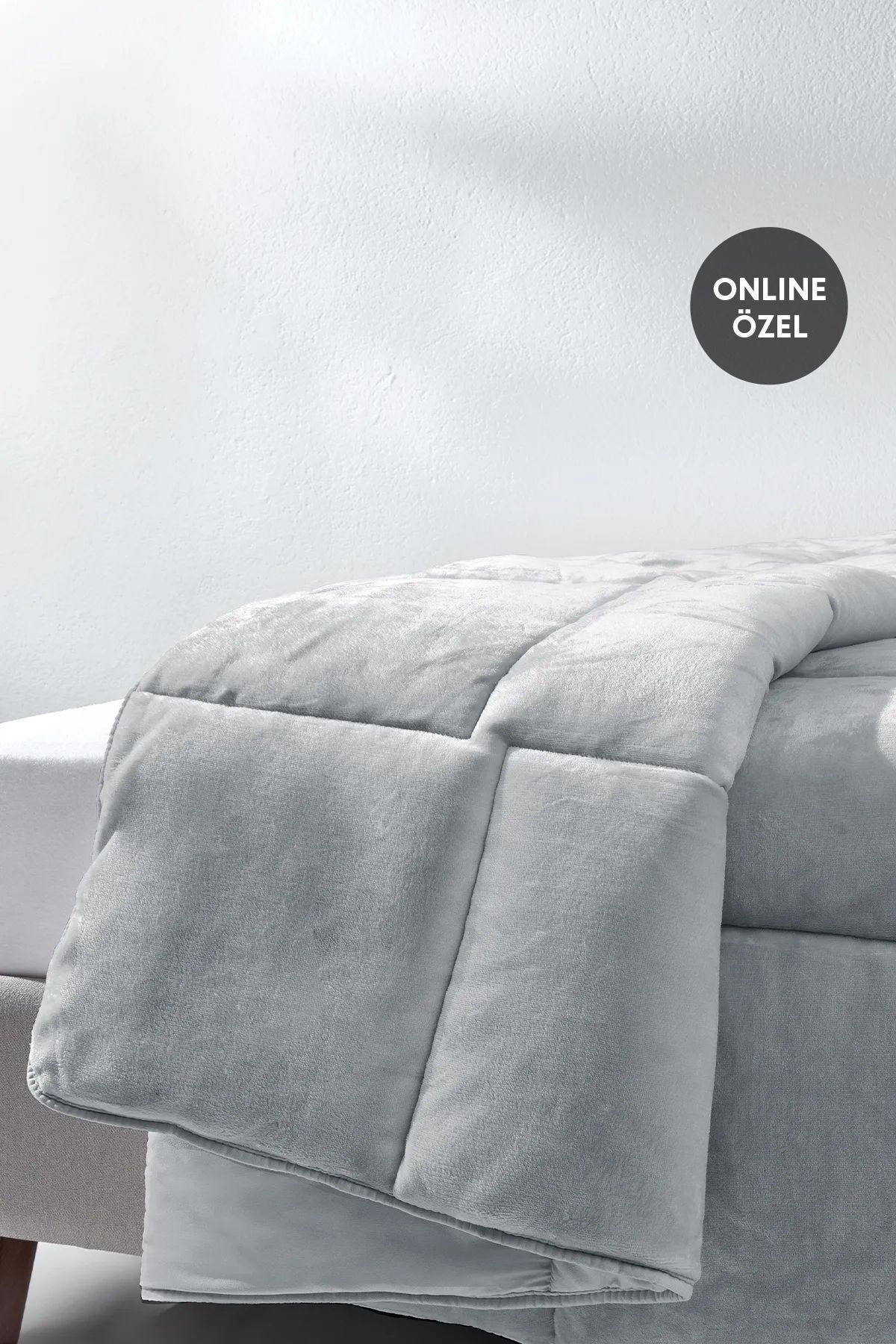Yataş-Macaron Single Wellsoft Quilt - Gray 2