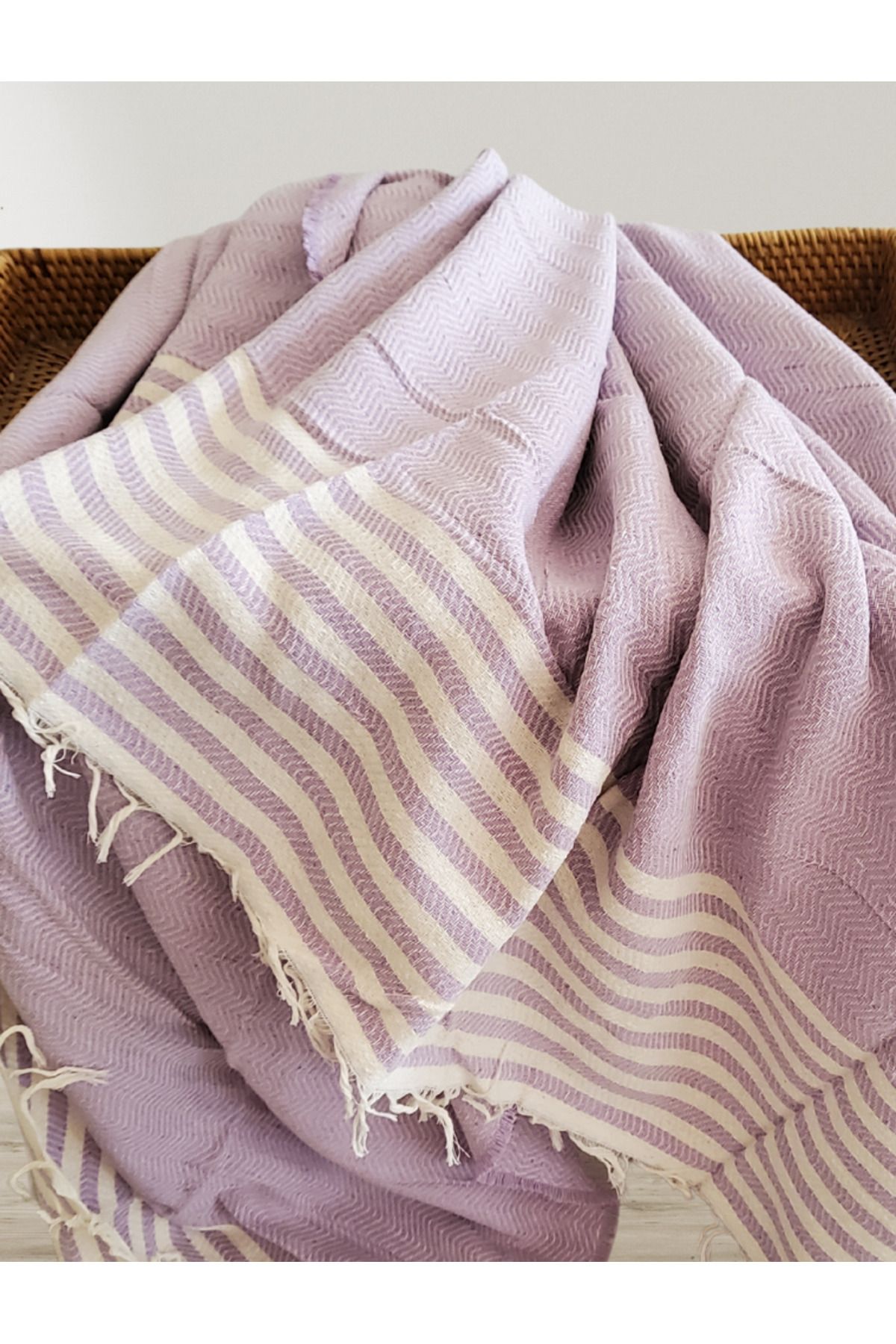 AKSU Summer Line Çok Amaçlı Örtü Pike Koltuk Örtüsü 170x220 Lila