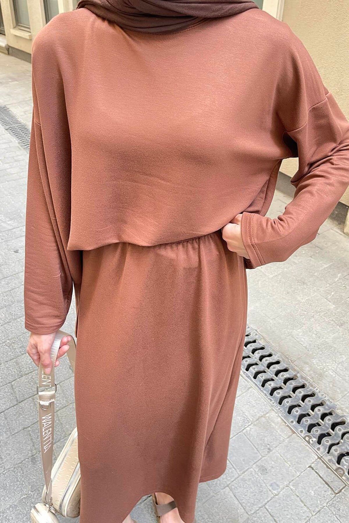 ست بالاپایین پوشیده چند رنگ زنانه کپی دامن کریستال قهوه تلخ lamelif
