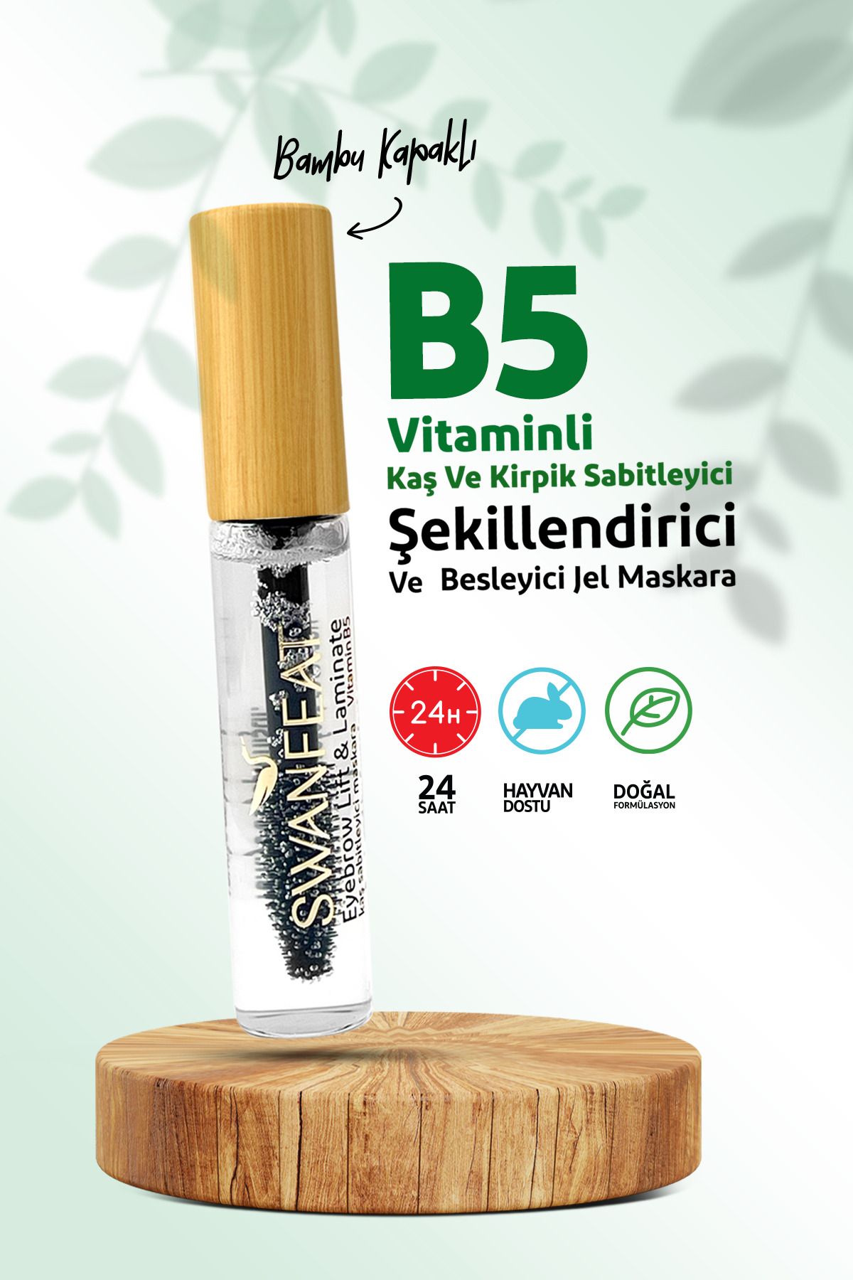 SWANFEAT B5 Vitaminli Kaş Ve Kirpik Sabitleyici, Şekillendirici Ve Besleyici Şeffaf Jel Maskara